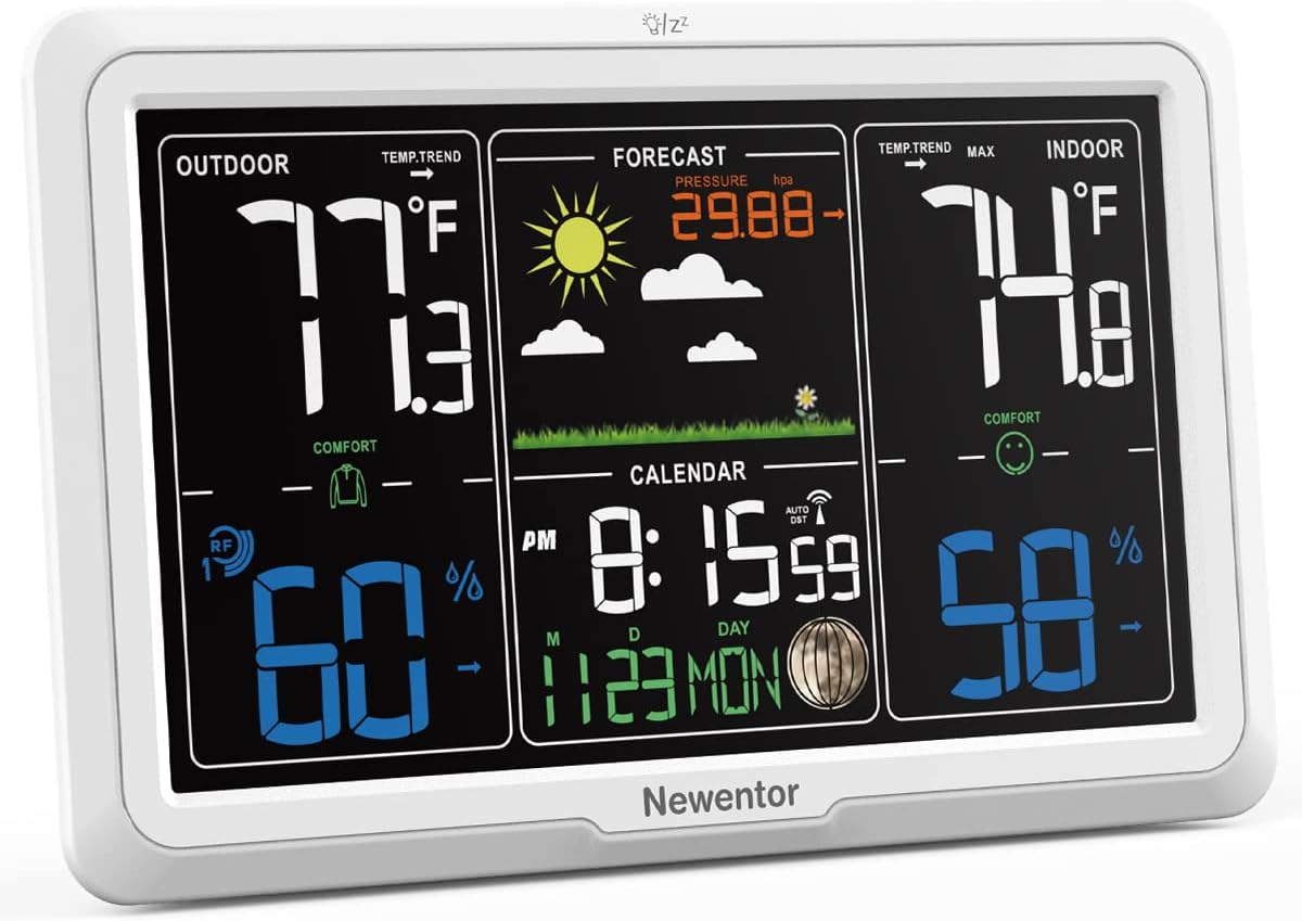 Detalle de Newentor Wireless Weather Station with Atomic Clock, Forecast, and 1 Sensor