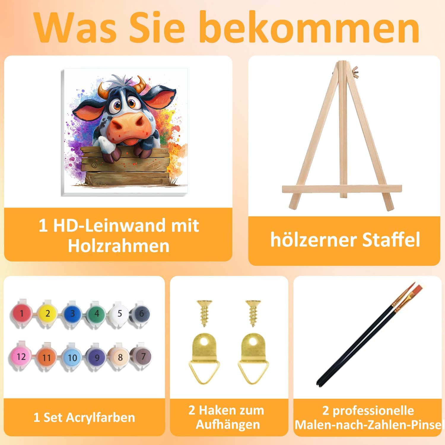 Thumbnail 3 de Malen nach Zahlen Kinder Ochse 20x20 cm