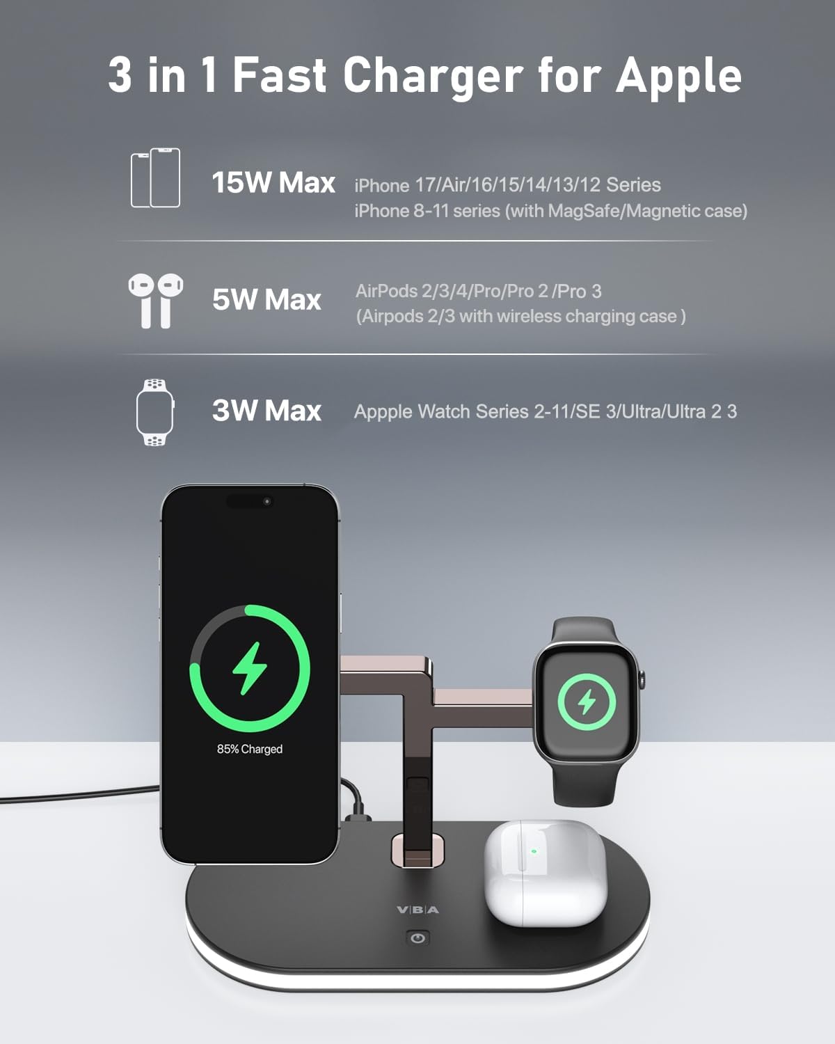 Thumbnail 5 de VBA 4 in 1 Wireless Charging Station for iPhone 4 devices