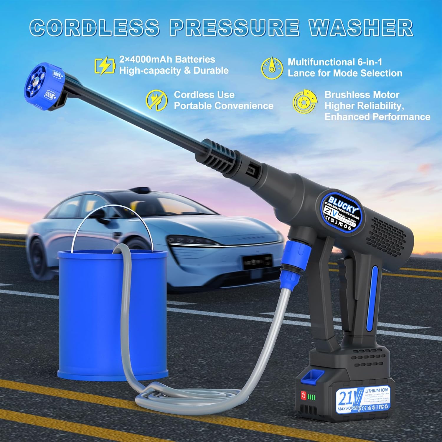 Detalle 2 de Blucky Hydro Blast Akku Hochdruckreiniger 1160 PSI