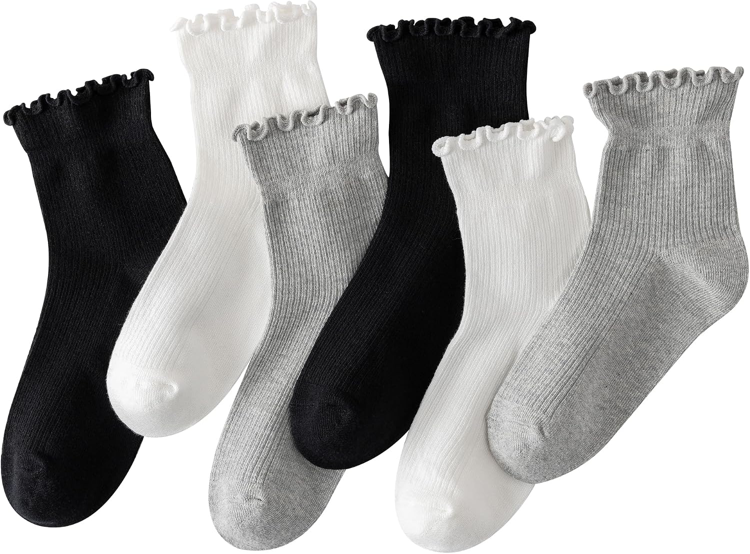 Detalle de AniKigu Women's Ruffle Socks, Size 5-9