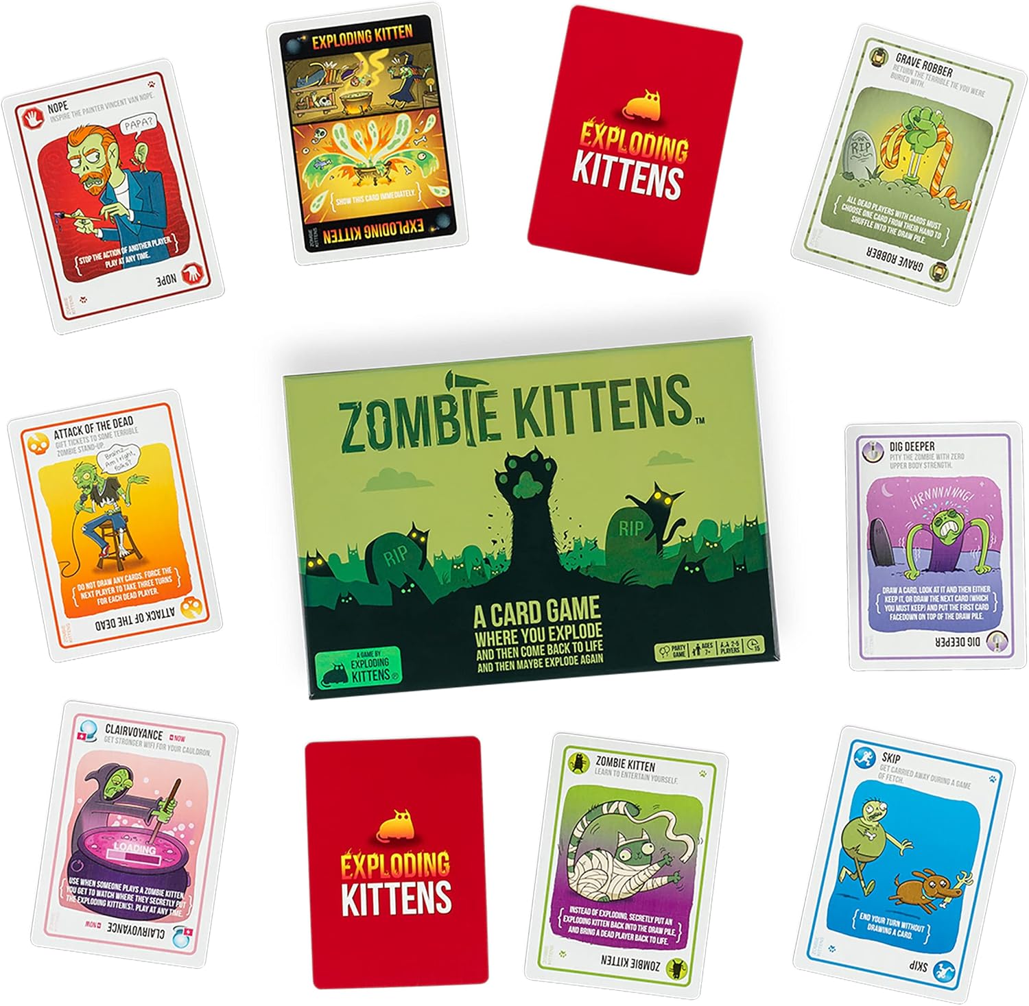 Detalle 2 de Exploding Kittens - Zombie Kittens (2-5 Players) – A Zombie Twist for Family and Friends