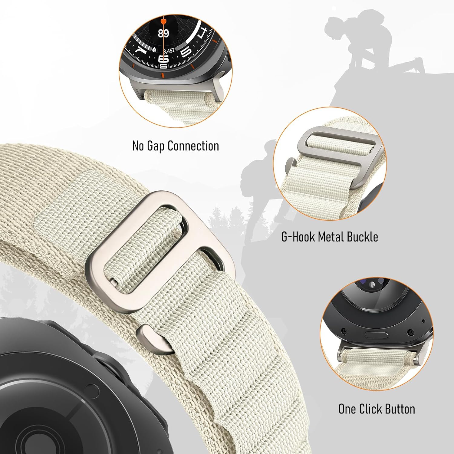 Detalle 2 de DMVEIMAL Nylon Band for Samsung Galaxy Watch Ultra 47mm