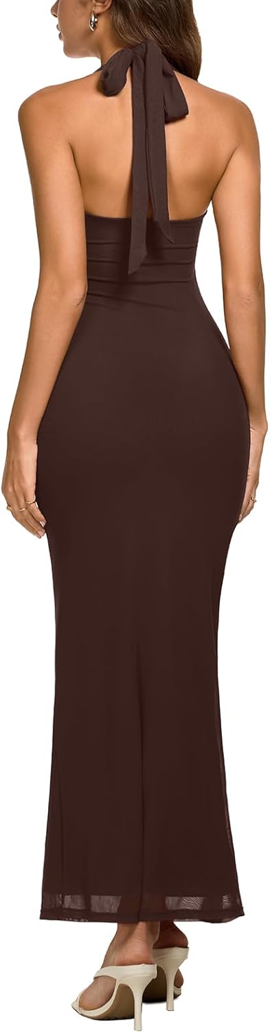 Thumbnail 3 de REORIA Mesh Sheer Sleeveless Wedding Guest Maxi Dress with Adjustable Tie Back