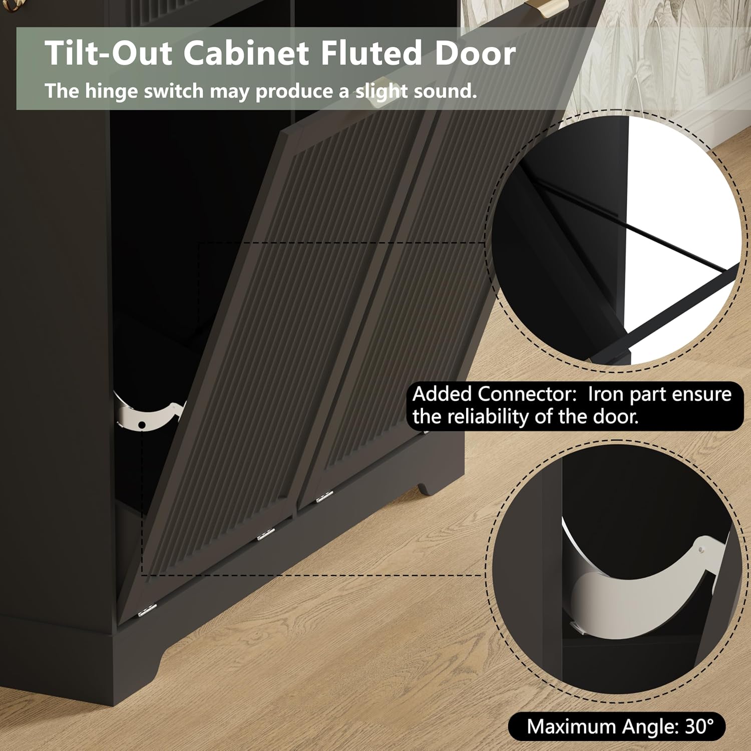 Detalle de METOTI HLG187-BK-01 Double Tilt-Out Trash Cabinet, 2 x 13-Gallon Capacity