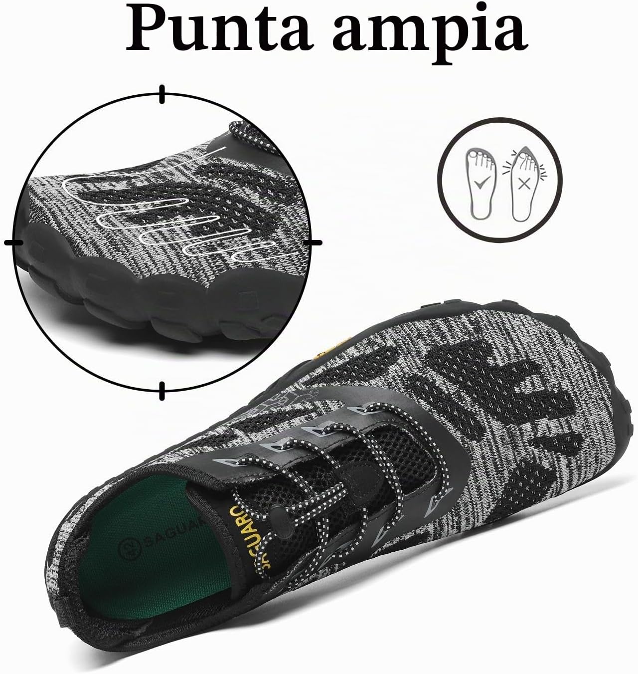 Detalle de SAGUARO Scarpe Barefoot Minimaliste Uomo/Donna – leggerezza, traspirabilità e zero drop per trail e uso quotidiano