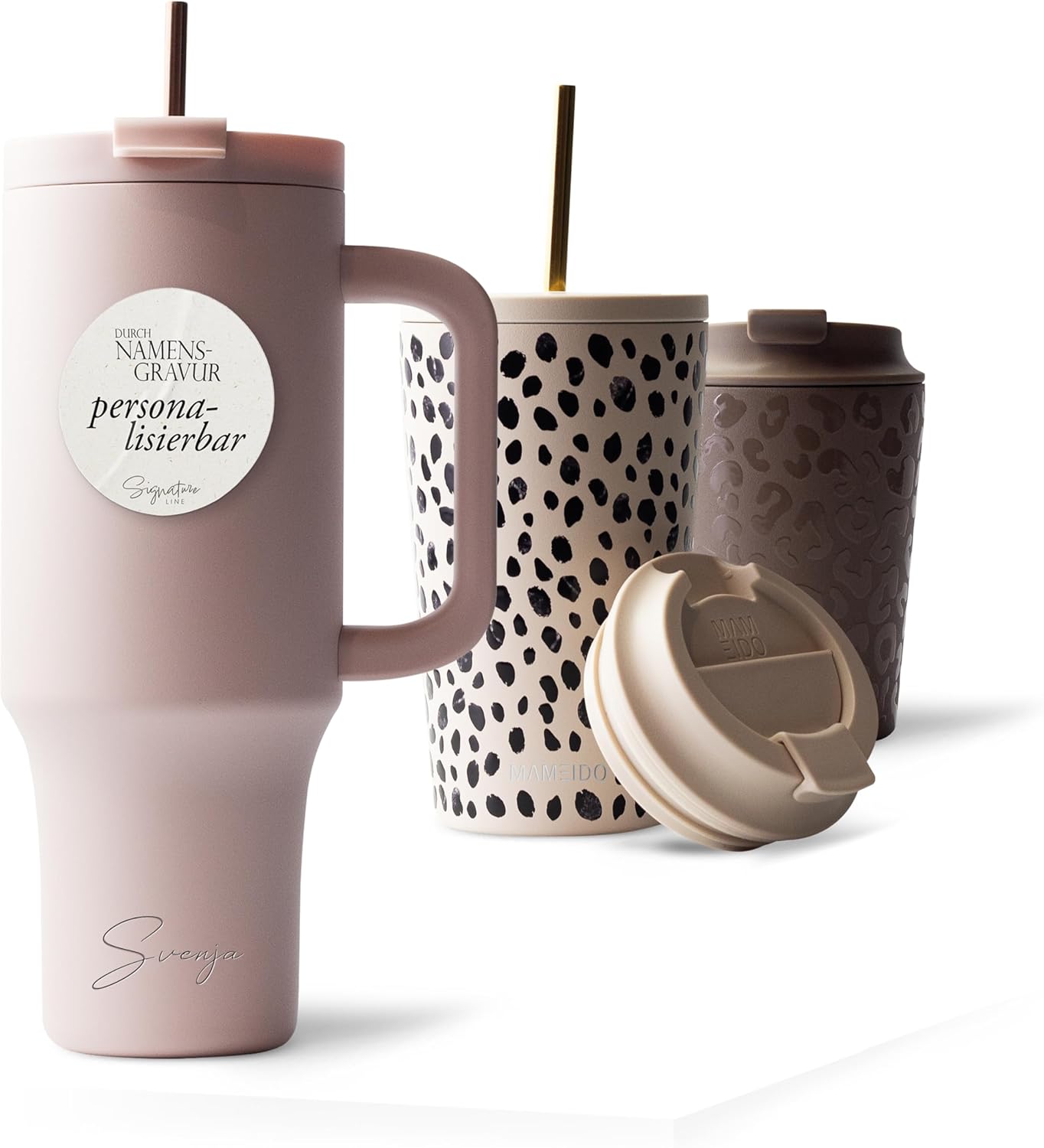 Thumbnail 6 de MAMEIDO Thermobecher mit Strohhalm 470 ml – Edelstahl, doppelwandig isoliert, auslaufsicher, mit Deckel und Strohhalm (Blush Crush)