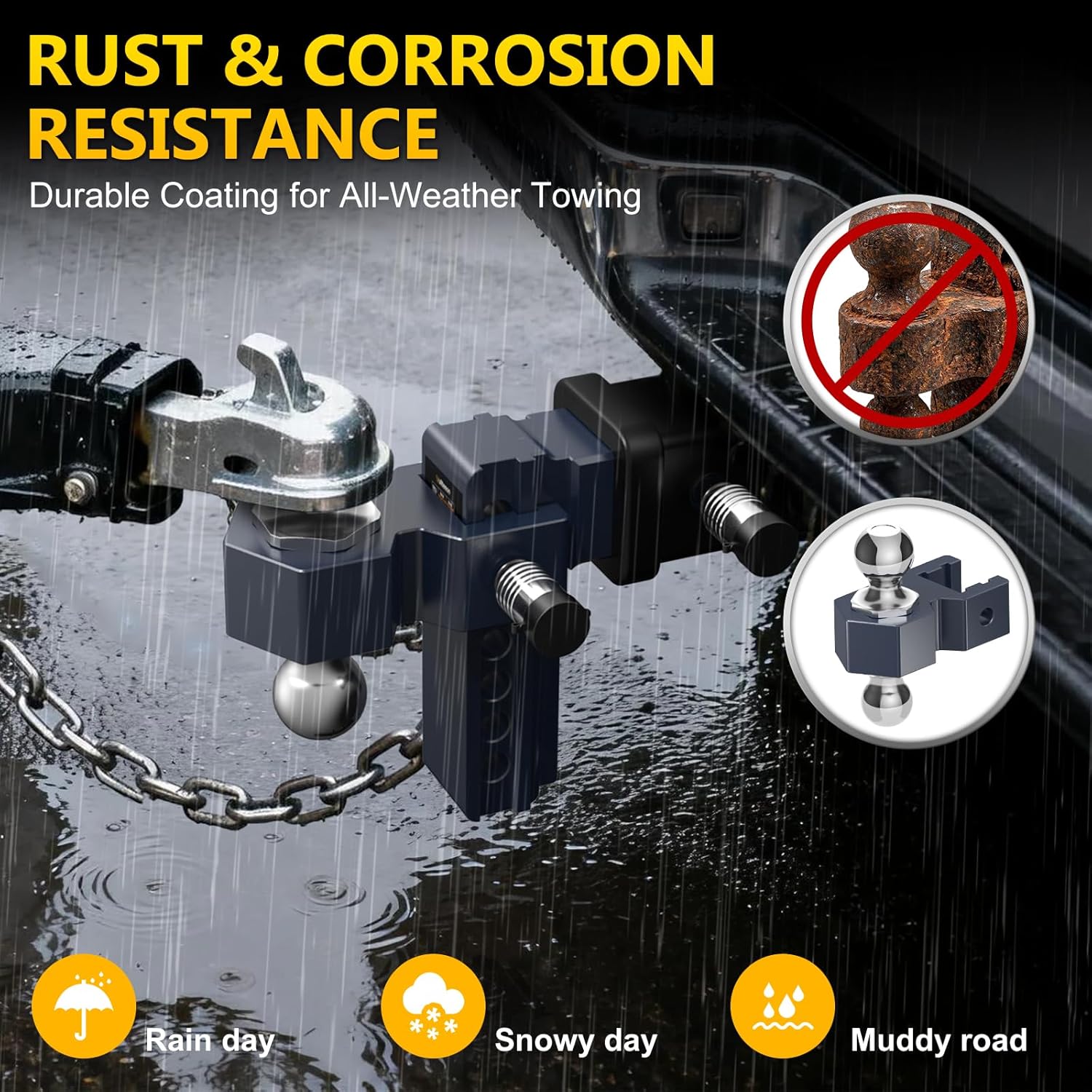 Thumbnail 5 de Vullteeon Adjustable Trailer Hitch Drop Hitch for 2.5-Inch Receiver (6-Inch Rise/Drop) with Dual-Ball Design