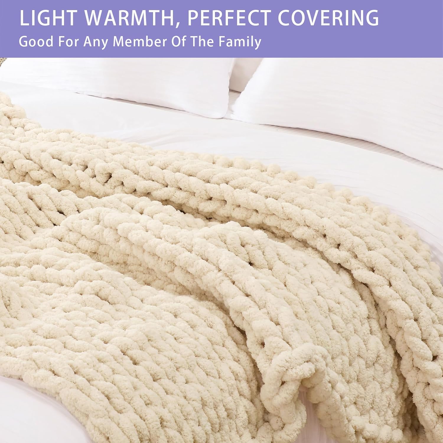 Detalle de Bigacogo Chunky Knit Throw Blanket 40x60