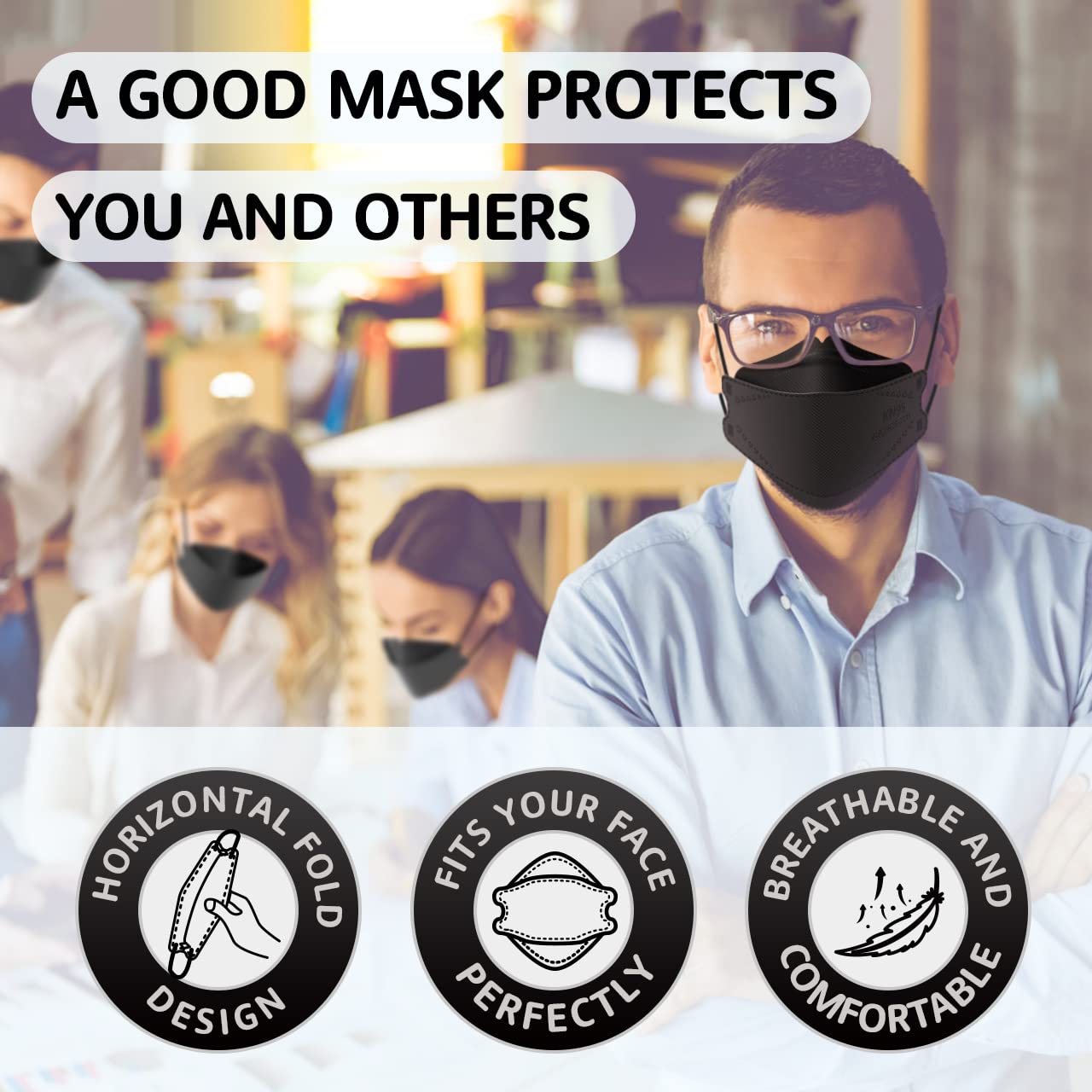 Detalle de LEVENIS KN95 face masks, 50-pack