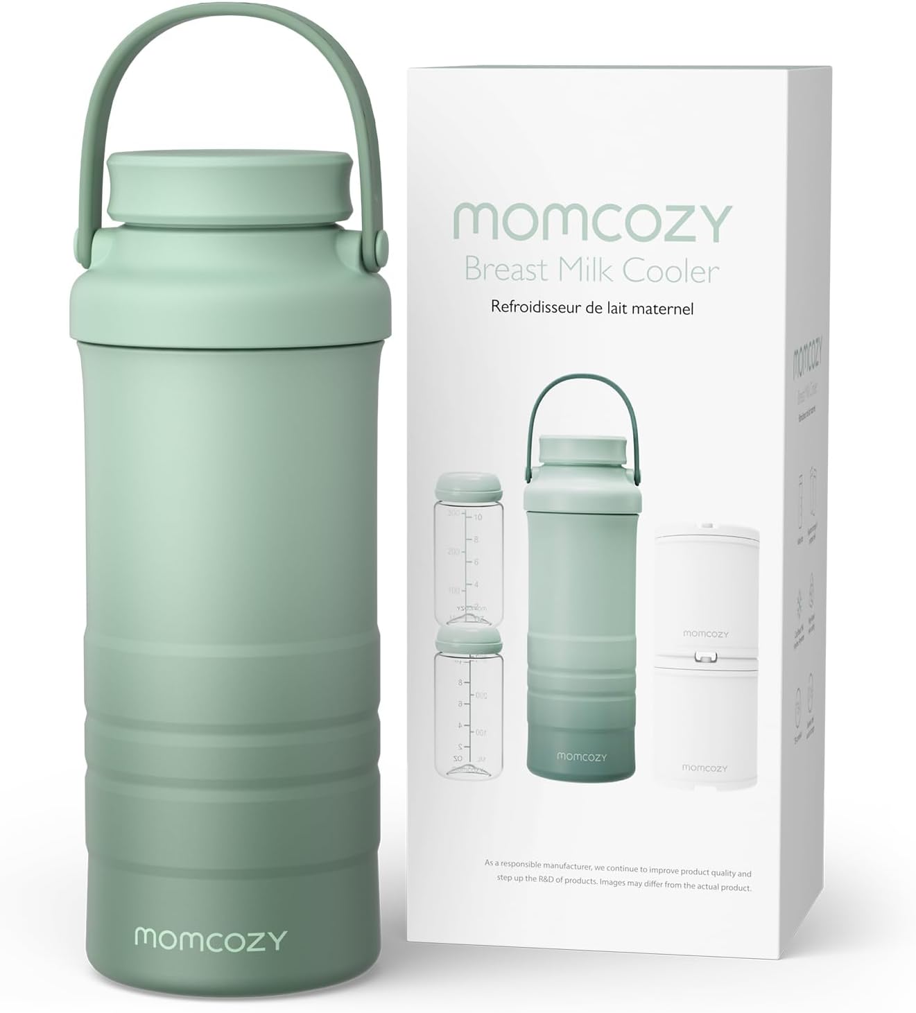 Momcozy Glaciere Lait Maternel 650 ml avec 2 Bouteilles – Conservation 24h, Transport Sans Glace
