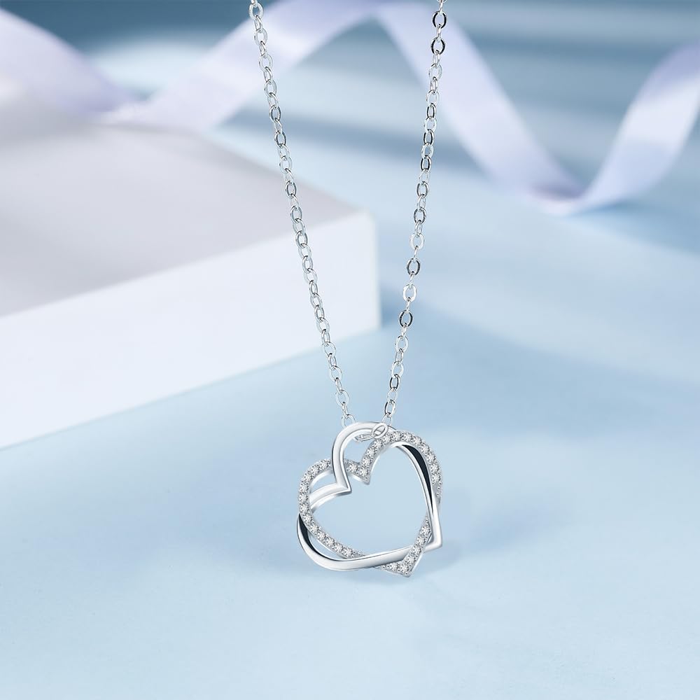 Thumbnail 2 de VANSZA Silber Kette Damen 925 Sterling Silber mit Glücksschloss-Herzen Anhänger – Schmuckbox inklusive