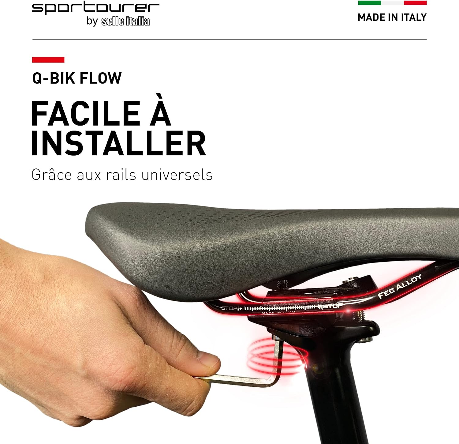 Detalle de Sportourer by Selle Italia - Q-Bik Flow : selle de vélo souple et large, hydrophobe, adaptable à tous les vélos