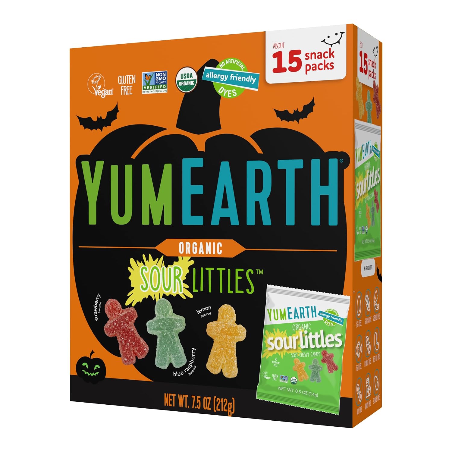 Detalle de YumEarth Organic Sour Littles Chewy Candy, 15 Count, 7.5 Ounce