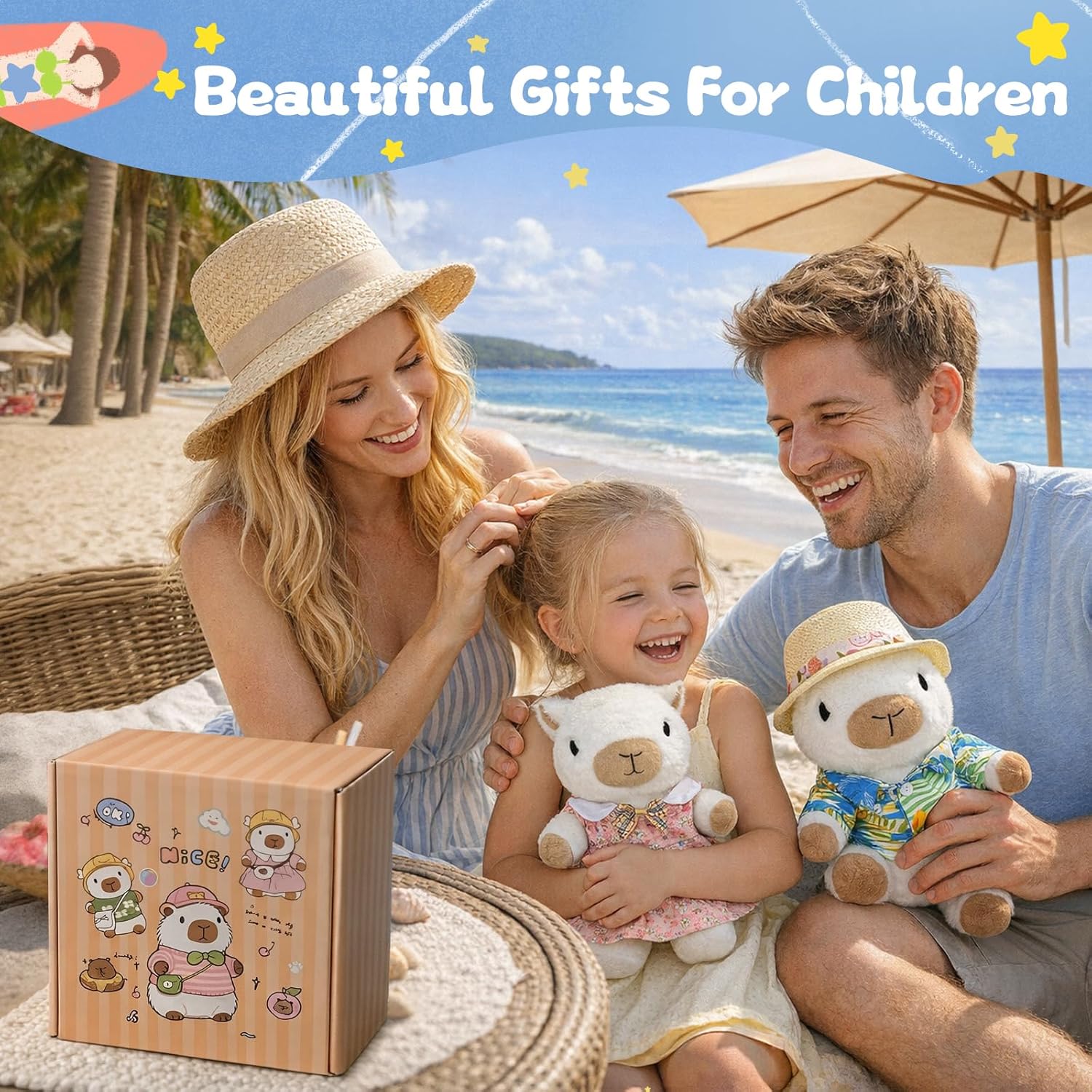 Thumbnail 1 de TITQWOP 9-pc Capybara Plush Set: Adorable Mix-and-Match Outfit Friends for Kids