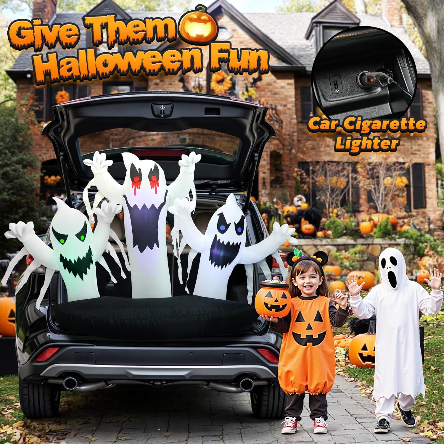 Detalle 2 de Dusor 11 5-ft Inflatable Ghost Halloween Decoration Kit with Color-Changing LEDs