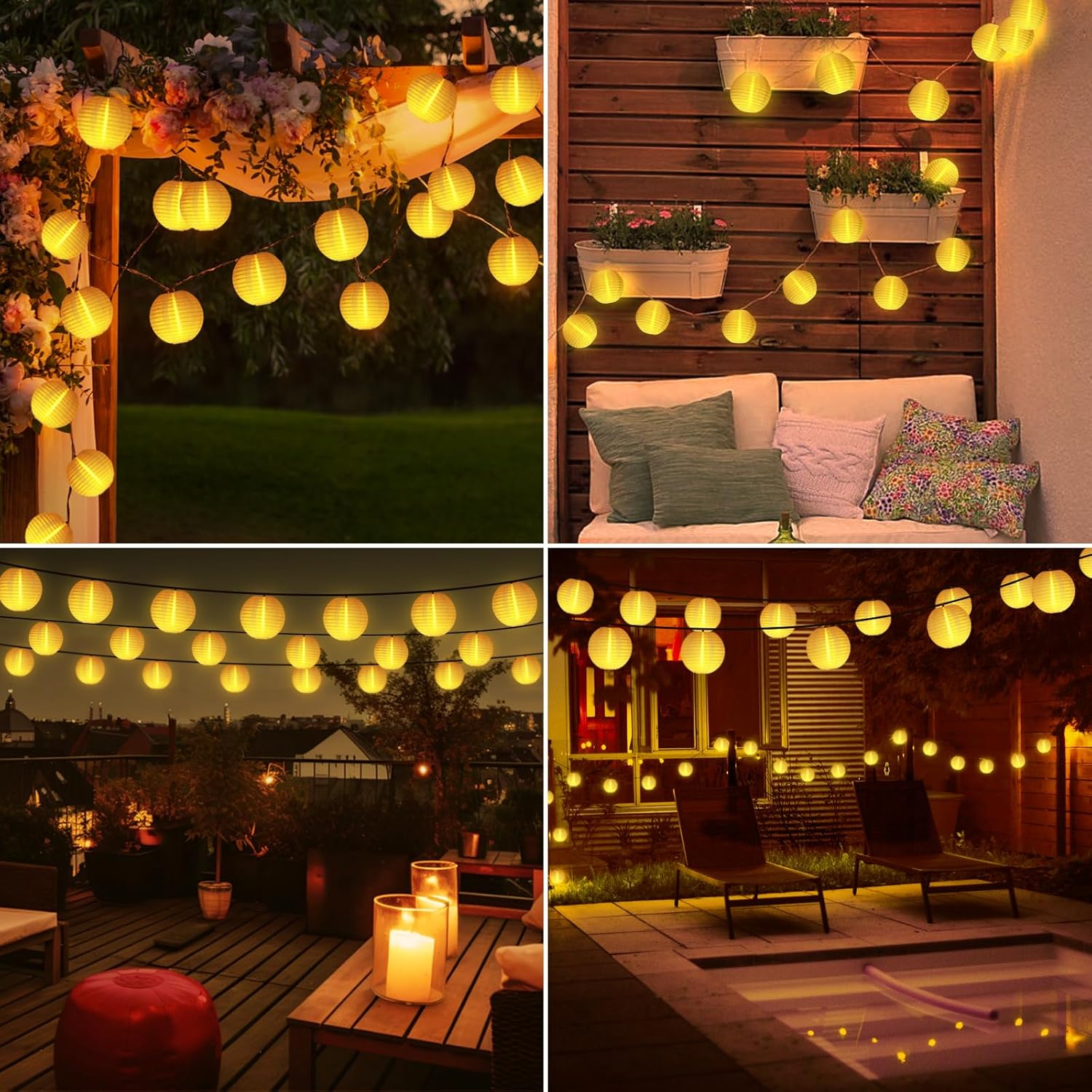 Thumbnail 6 de SonPen Solar Lichterkette außen mit Lampions, Upgrade-Solarmodul und 30 LED, 11 m