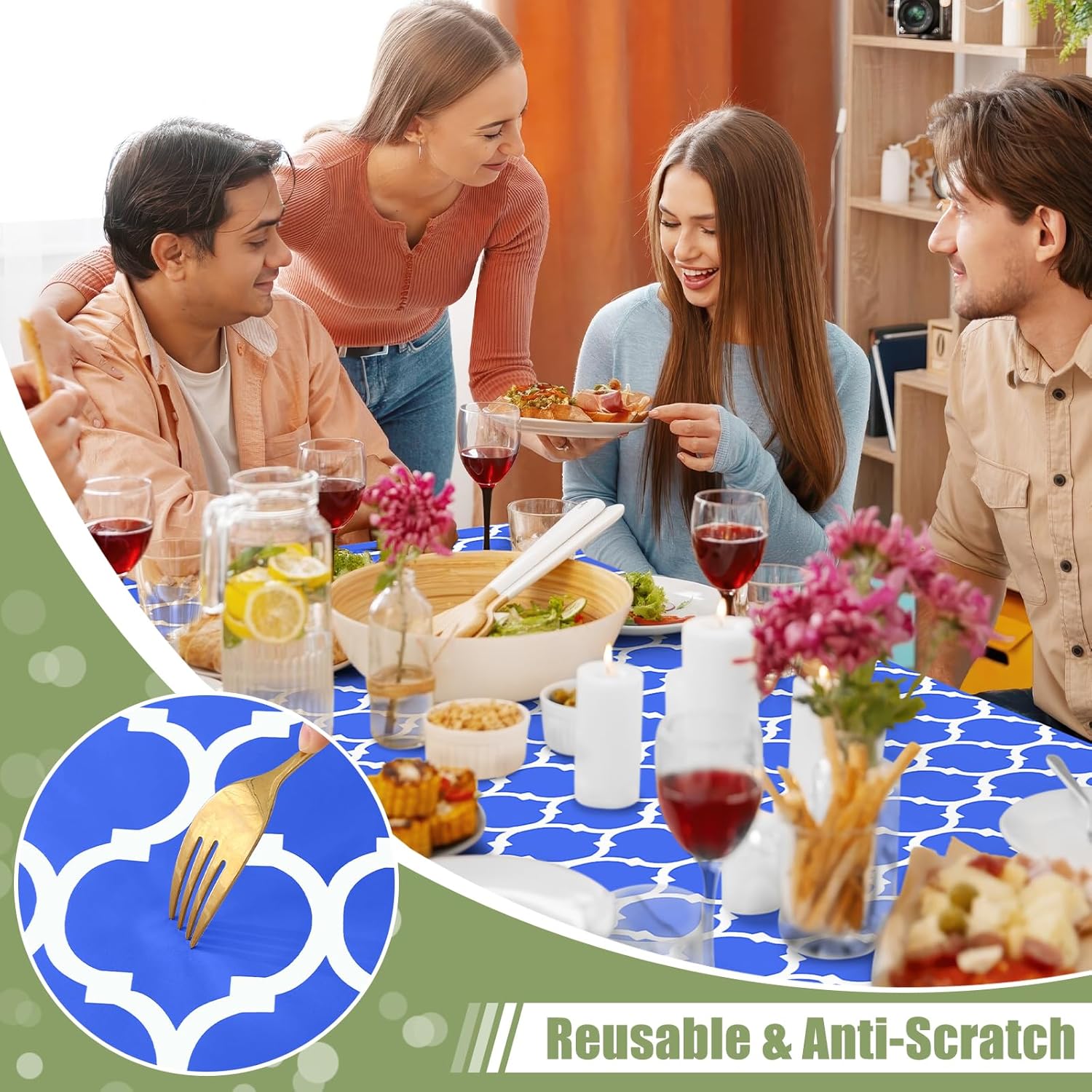 Thumbnail 6 de Smiry Rectangle Picnic Table Cover (Waterproof Elastic Fitted) 30x72 Inches, Blue