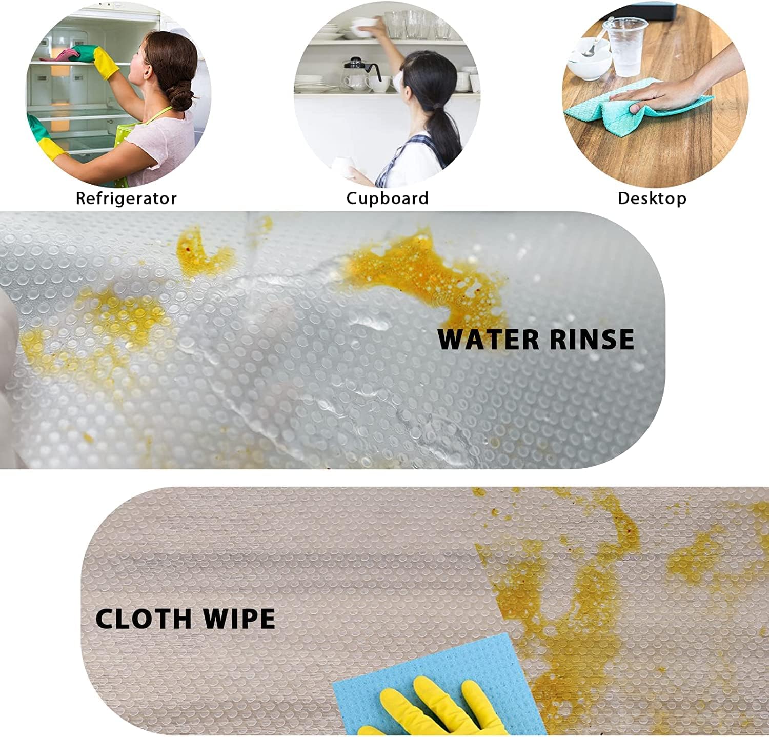 Detalle de AKINLY 9-Pack Washable Waterproof Fridge Liners and Drawer Mats (White)