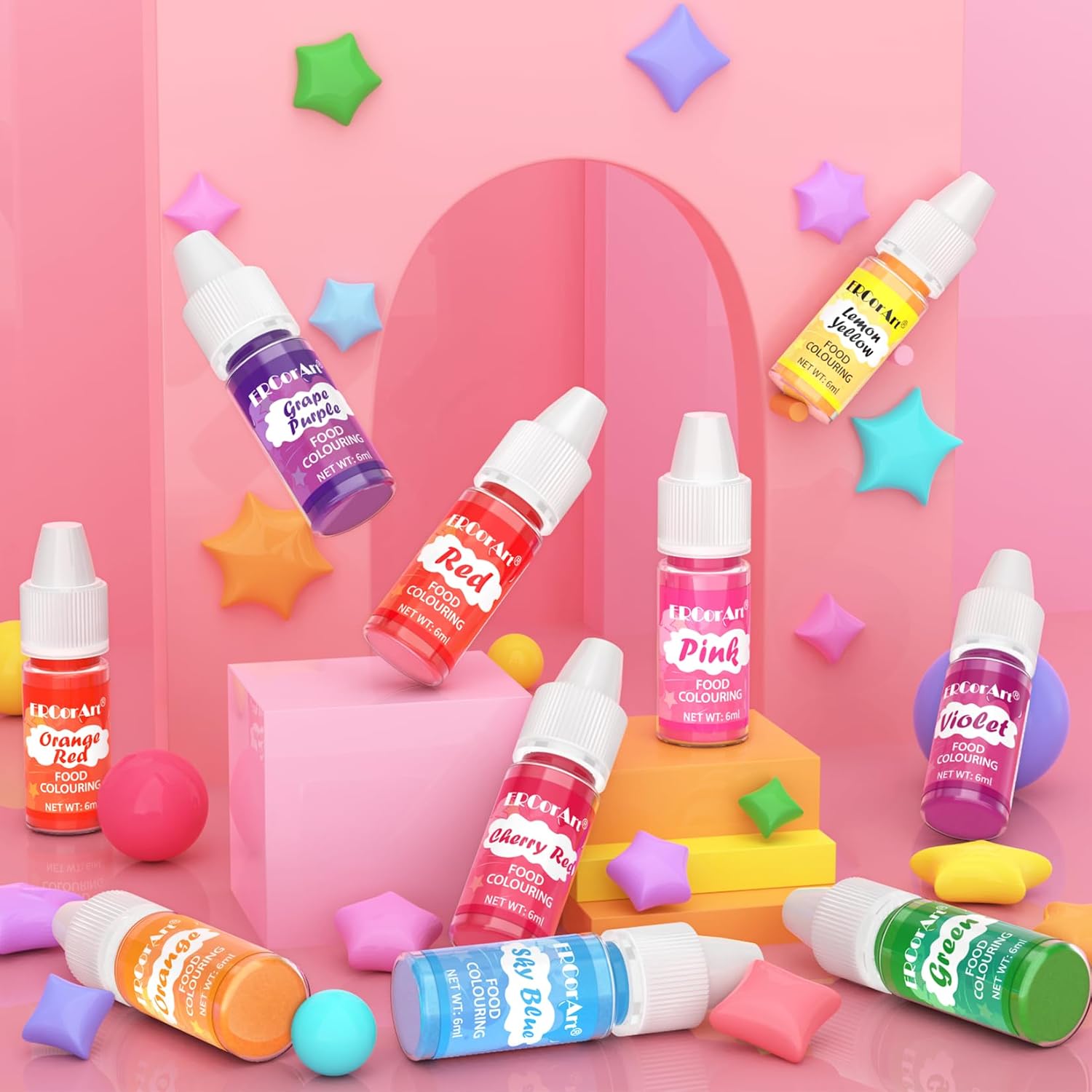 Detalle 2 de ERCorArt 16-Color Liquid Food Coloring Set for Baking and Decorating