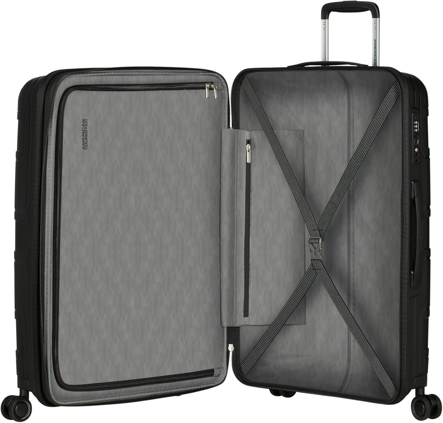 Detalle de American Tourister Skymax 3-piece suitcase set (Black) with TSA lock