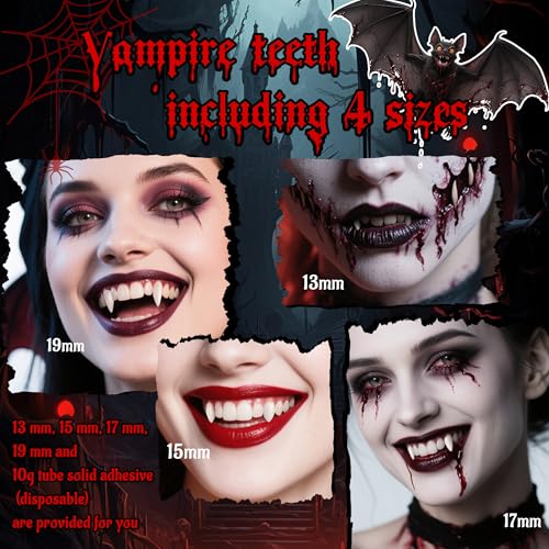 Detalle 2 de VANERIA Crocs de vampire pour cosplay en PVC, 4 tailles avec adhésif