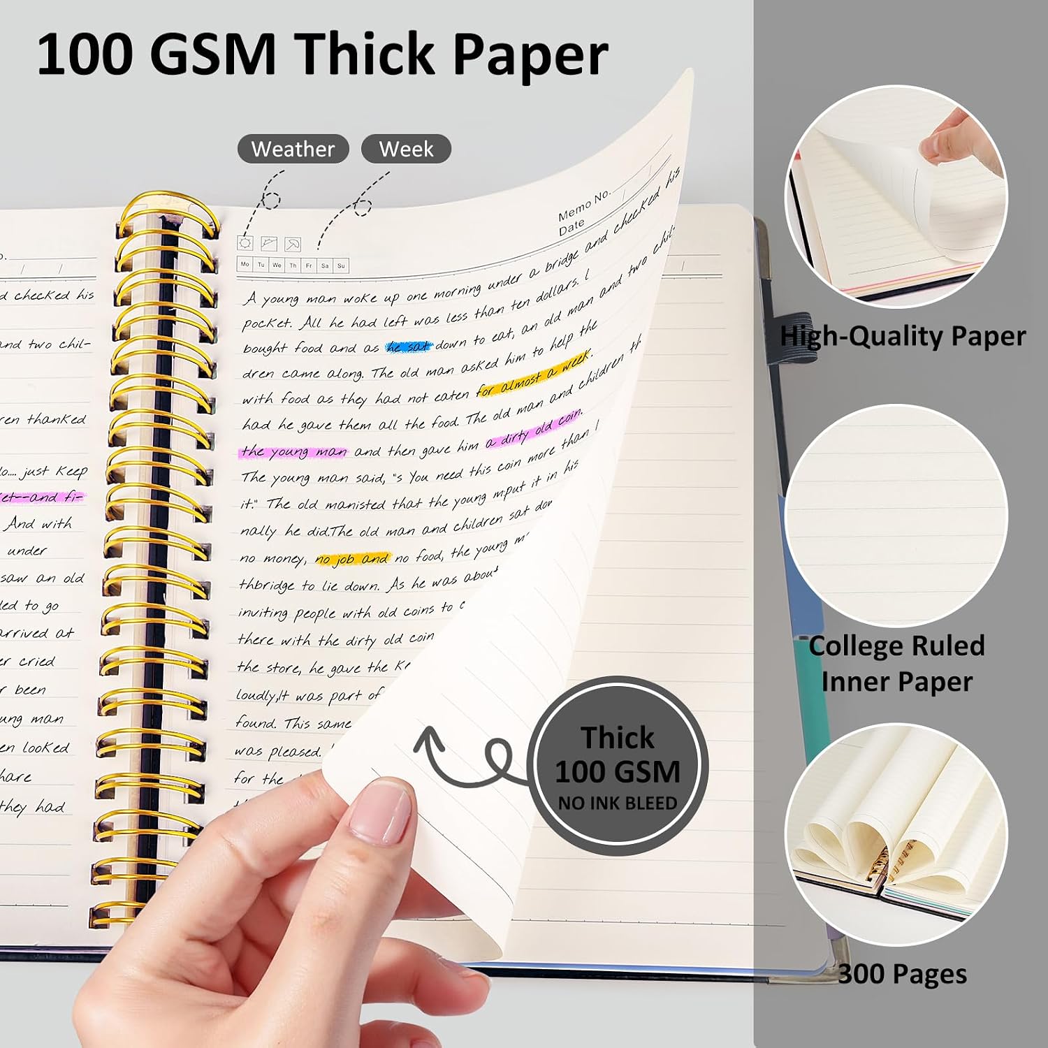 Detalle 2 de Hardcover Spiral Notebook, 300 Pages