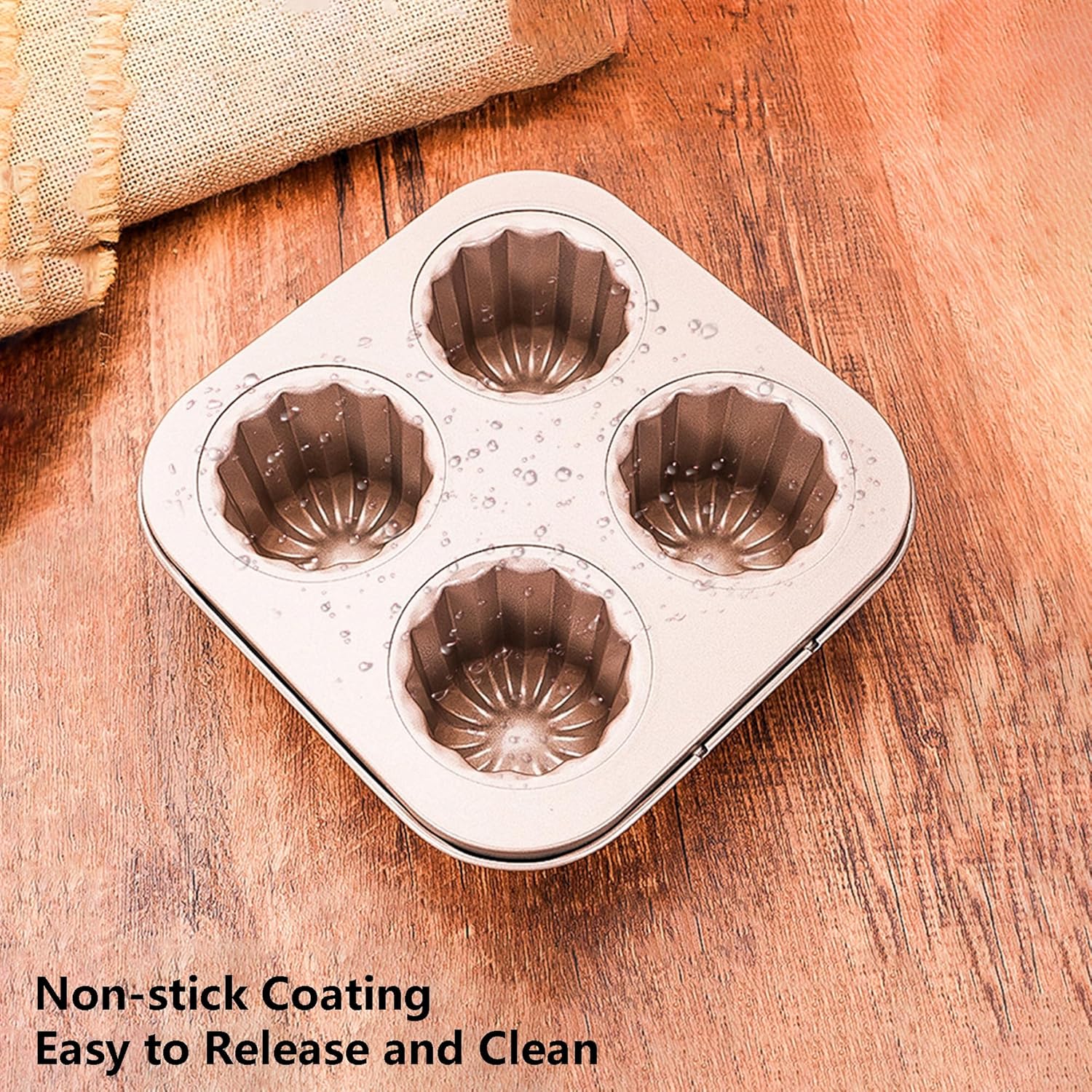 Thumbnail 5 de Moule à cannelés en acier au carbone antiadhésif doré 🍰