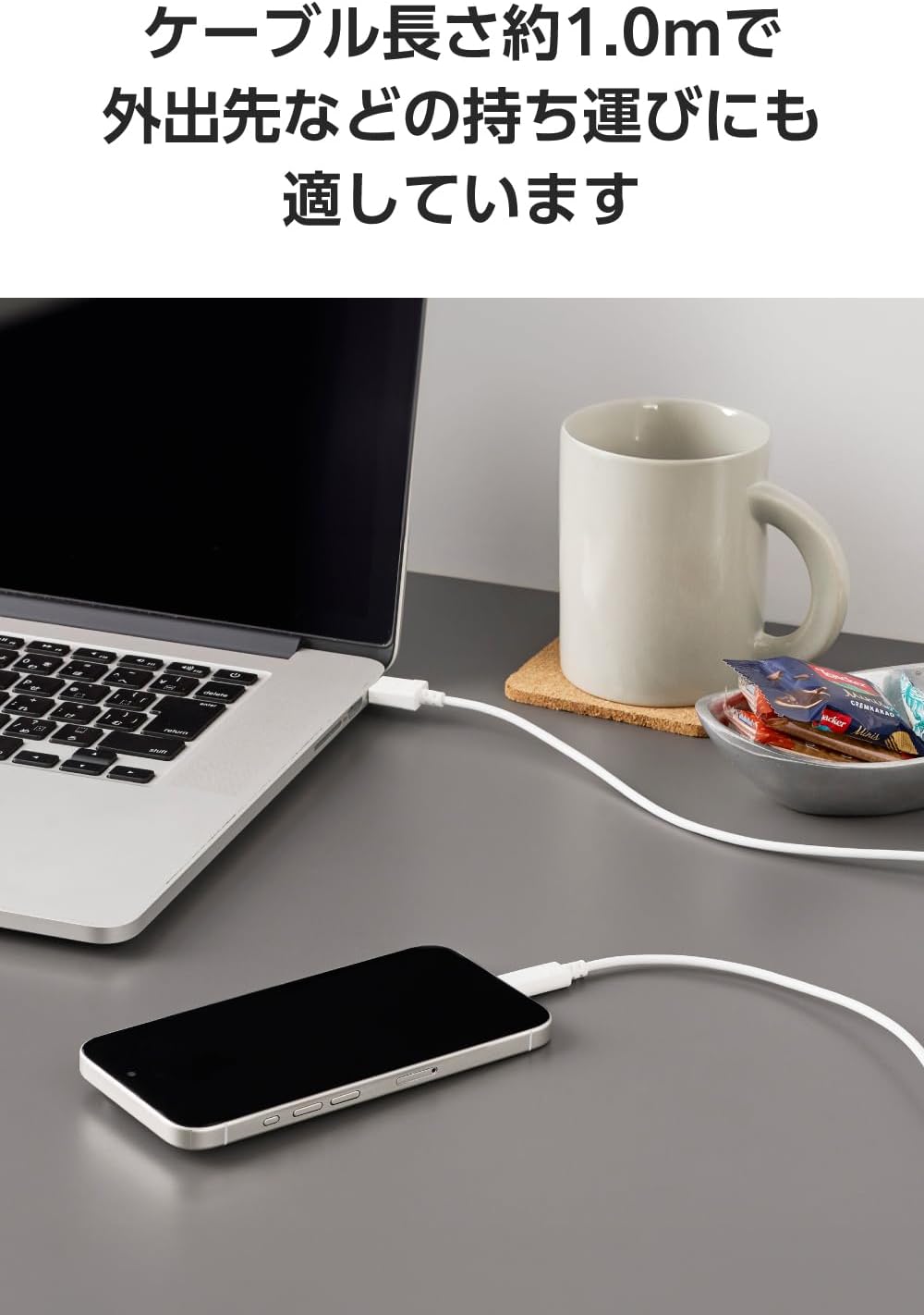 Detalle 2 de エレコム MPA-ACECTW10WH USB-A to USB-Cケーブル 2本セット・1m・15W・白