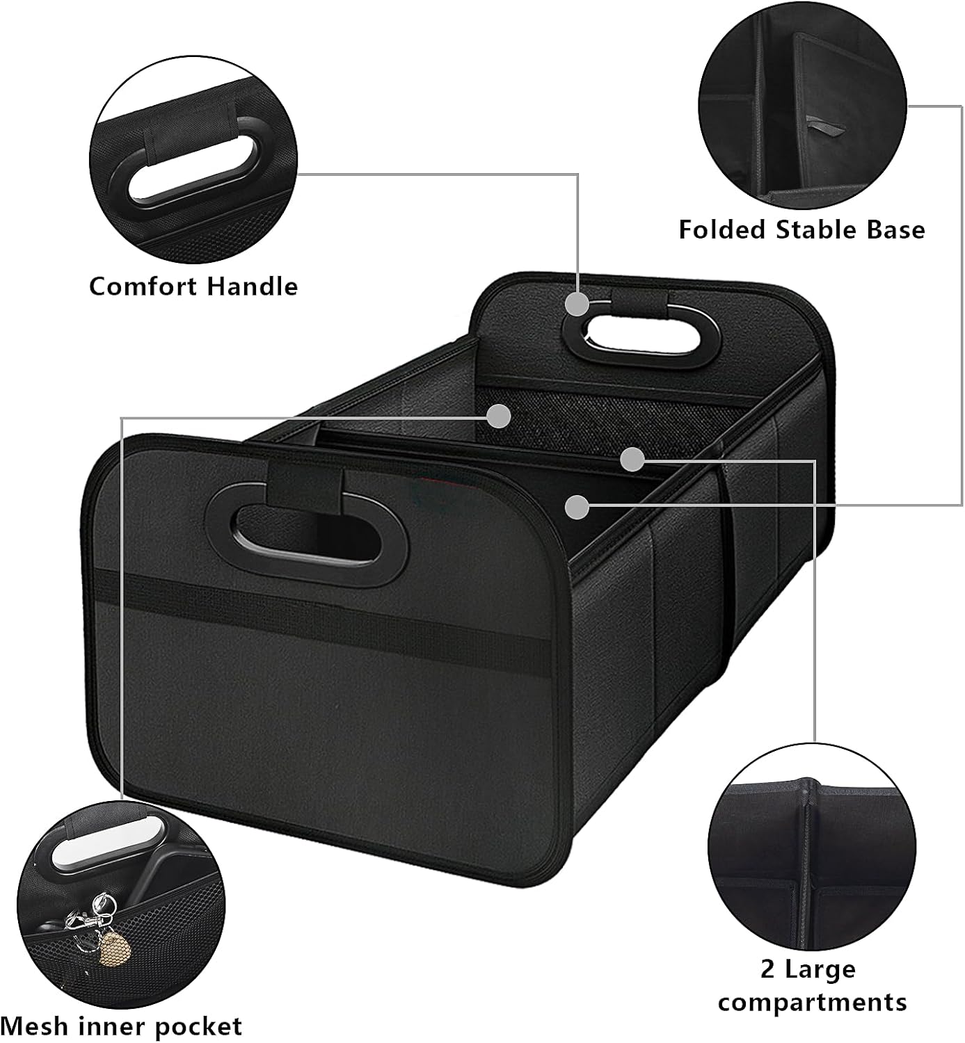 Detalle de Xndryan Car Boot Organiser Bag (Foldable, Multi-Compartment) with Reinforced Base