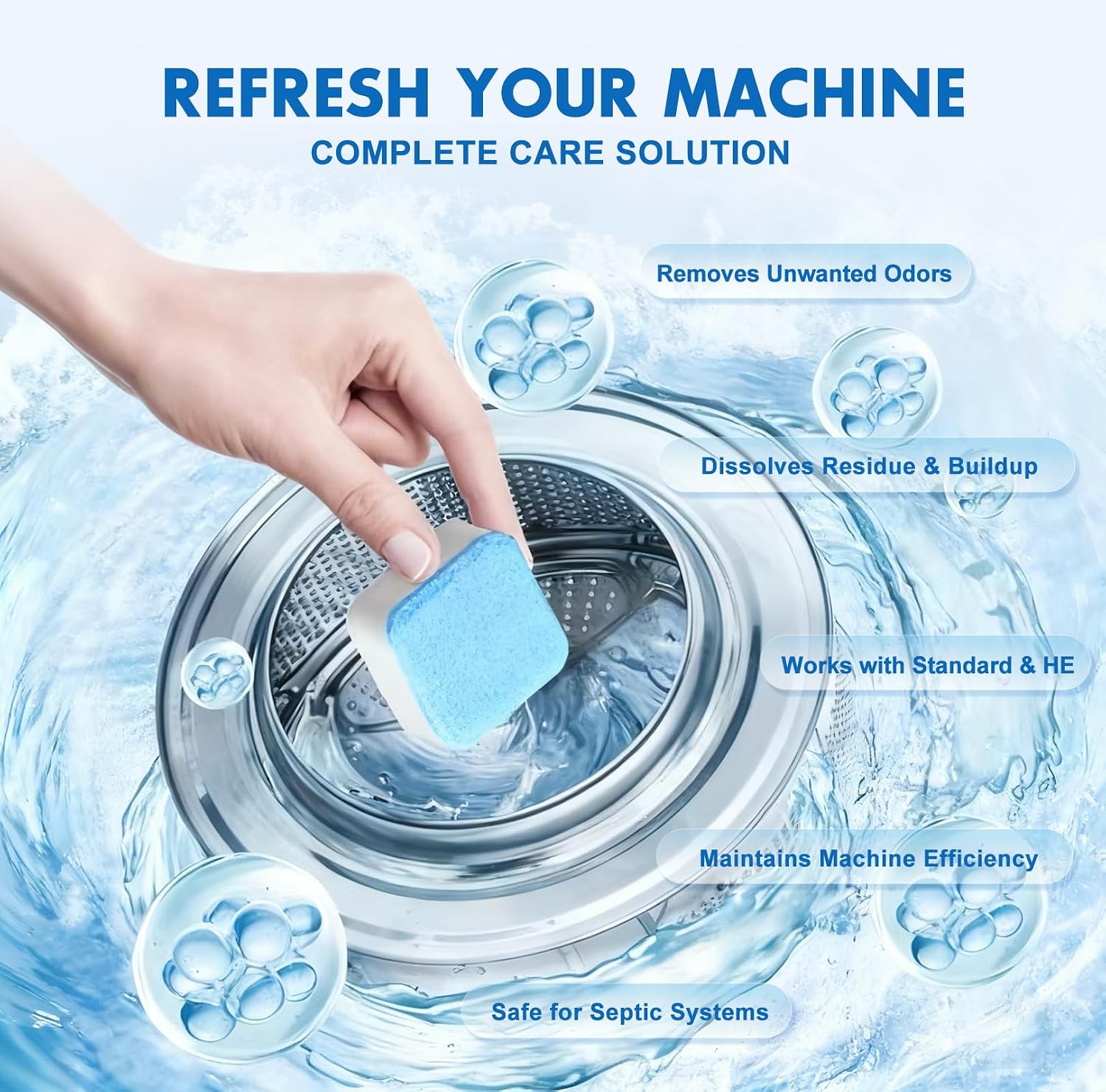 Detalle 2 de SNUGAVA 48-Count Washer & Dishwasher Cleaning Tablets, Descaling and Deodorizing