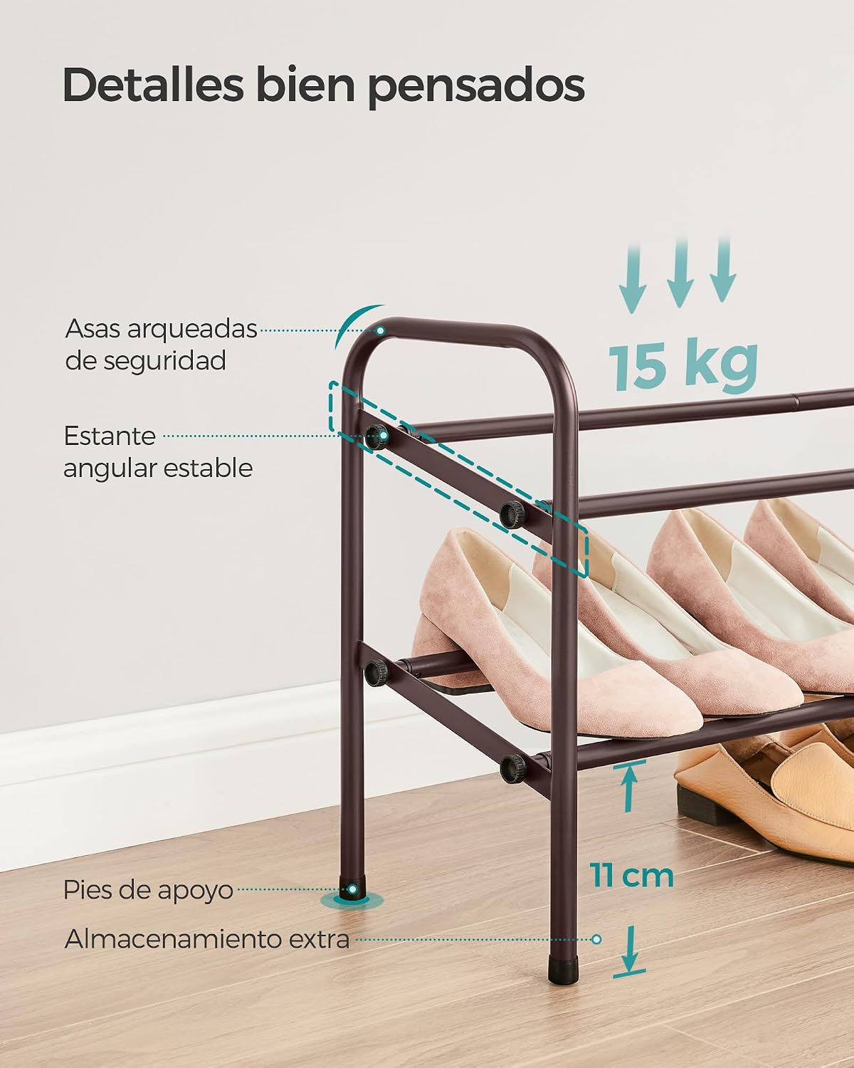 Thumbnail 5 de SONGMICS Zapatero Extensible Bronce 58 cm