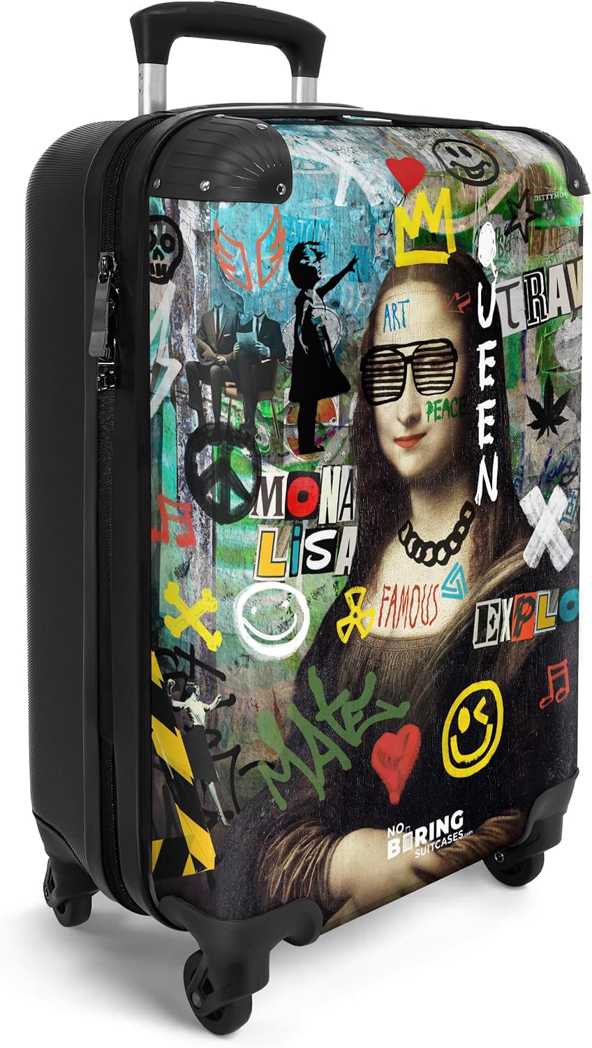 Detalle 2 de NoBoringSuitcases Mona Lisa Graffiti ✈️ Maleta de cabina 55x40x20