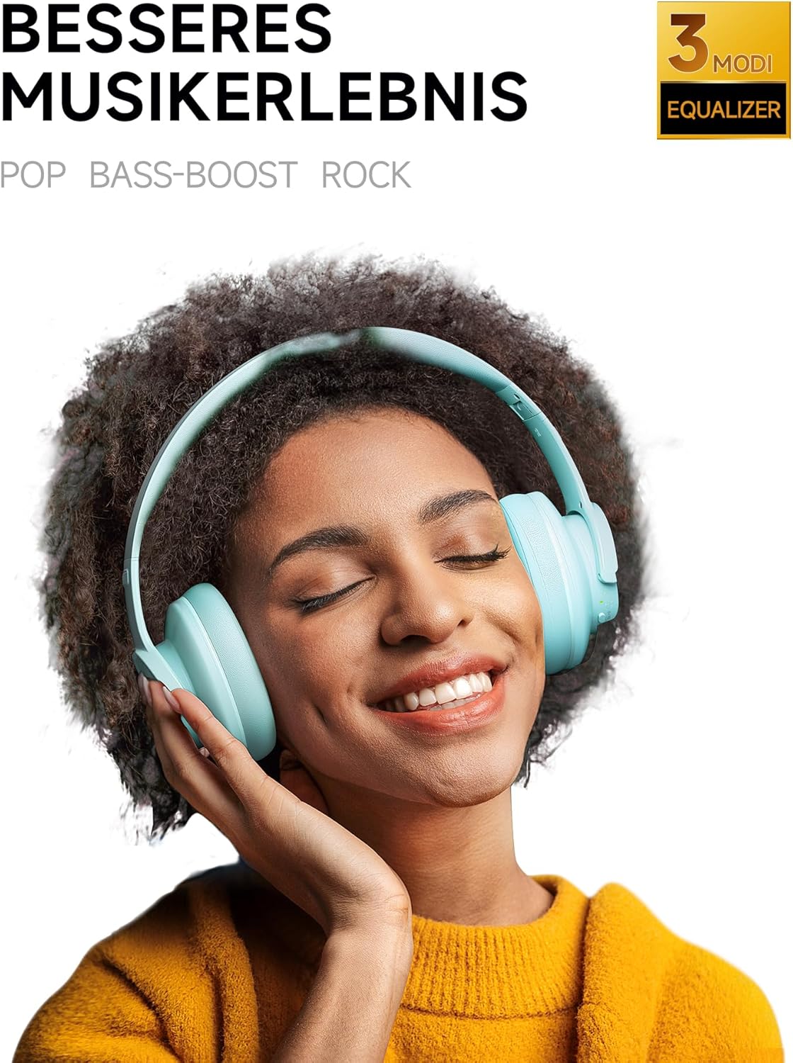 Thumbnail 1 de Picun B8 Bluetooth Over-Ear Kopfhörer (Cyan) – bis zu 120 Std. Spielzeit, niedrige Latenz & 3 EQ-Modi