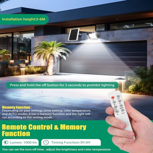 Thumbnail 4 de Aigostar foco solar exterior con mando a distancia e IP66 (cable 5 m, 8000 mAh) con 3000/4000/6500K