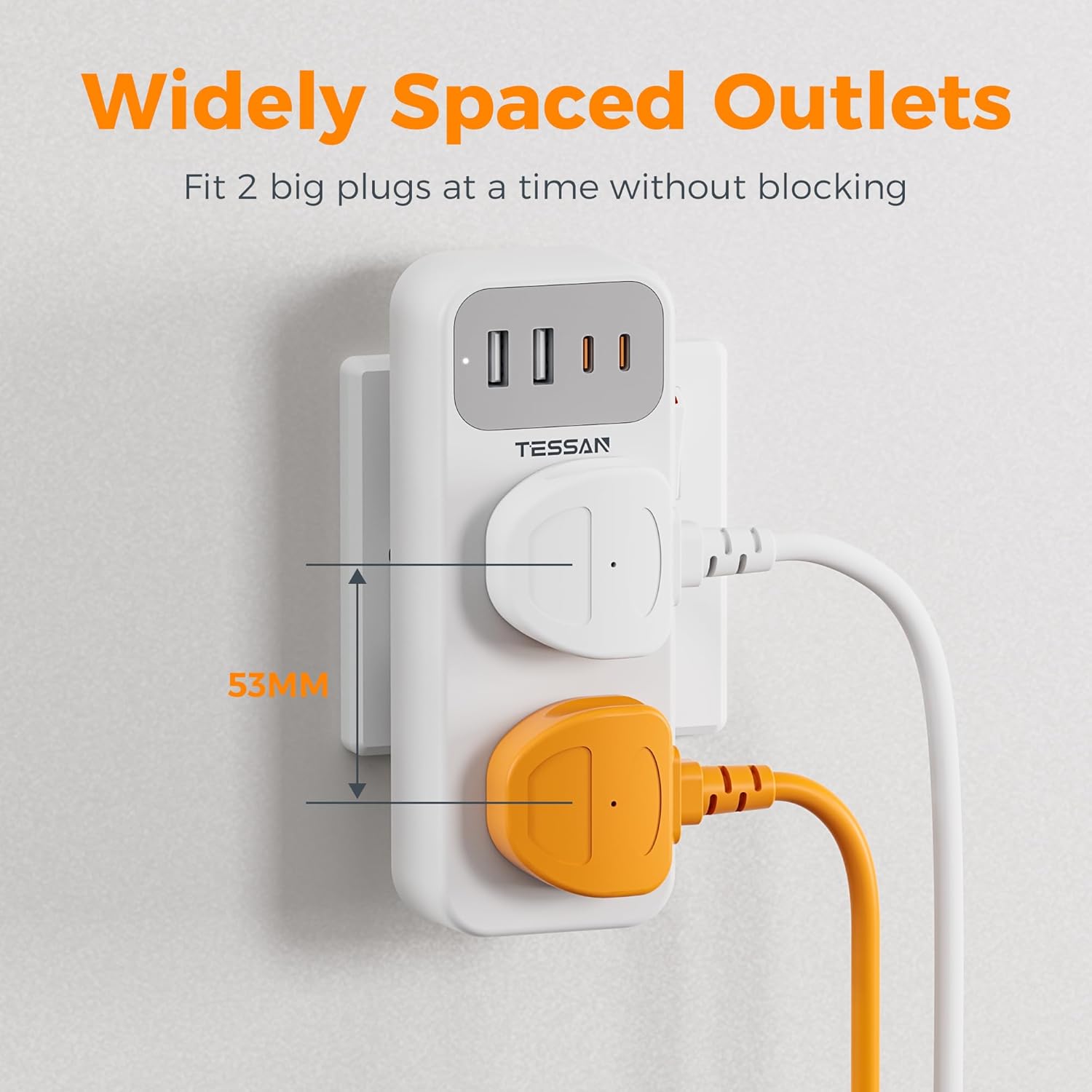 Thumbnail 3 de TESSAN Double Plug Adaptor with 4 USB, 13A ⚡