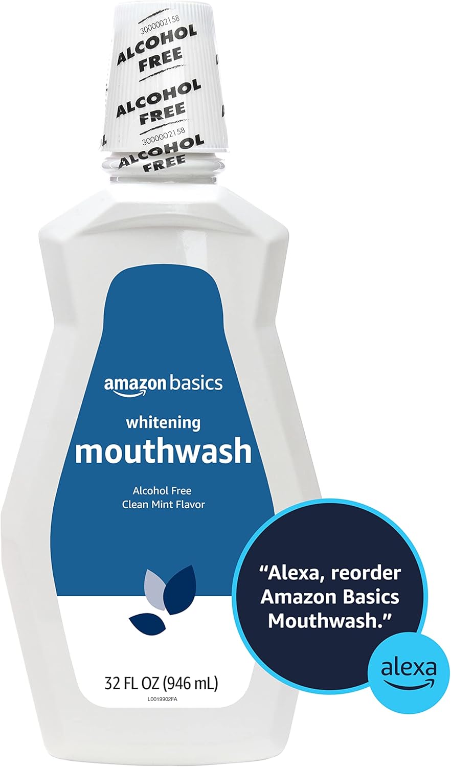 Thumbnail 4 de Amazon Basics Teeth Whitening Mouthwash (Alcohol-Free) – Clean Mint Flavor, 32 fl oz, 4-Pack