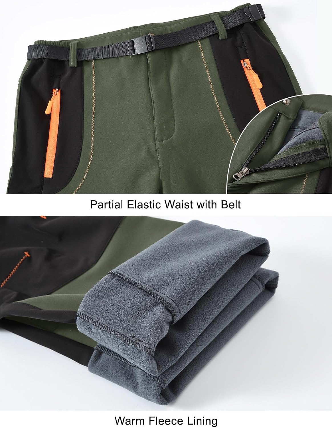 Detalle 2 de Rdruko Men's Insulated Snow Ski Pants, Waterproof, Fleece-Lined with Belt