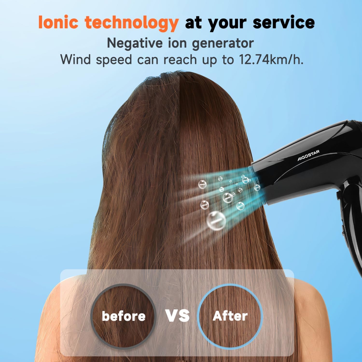 Thumbnail 4 de Aigostar Asciugacapelli pieghevole 2400W con ioni negativi e aria fredda