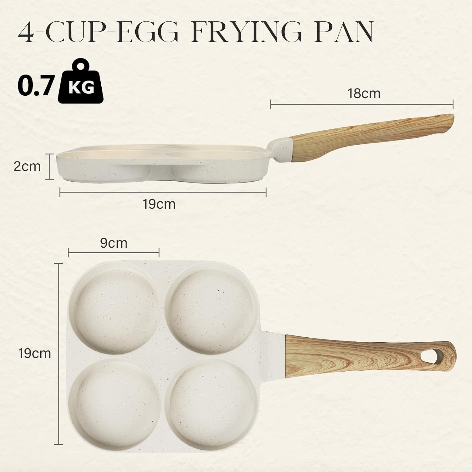 Detalle 2 de GiPP G1-U-Ski-34-BE – patelnia do omletów z 4 komorami, nieprzywierająca