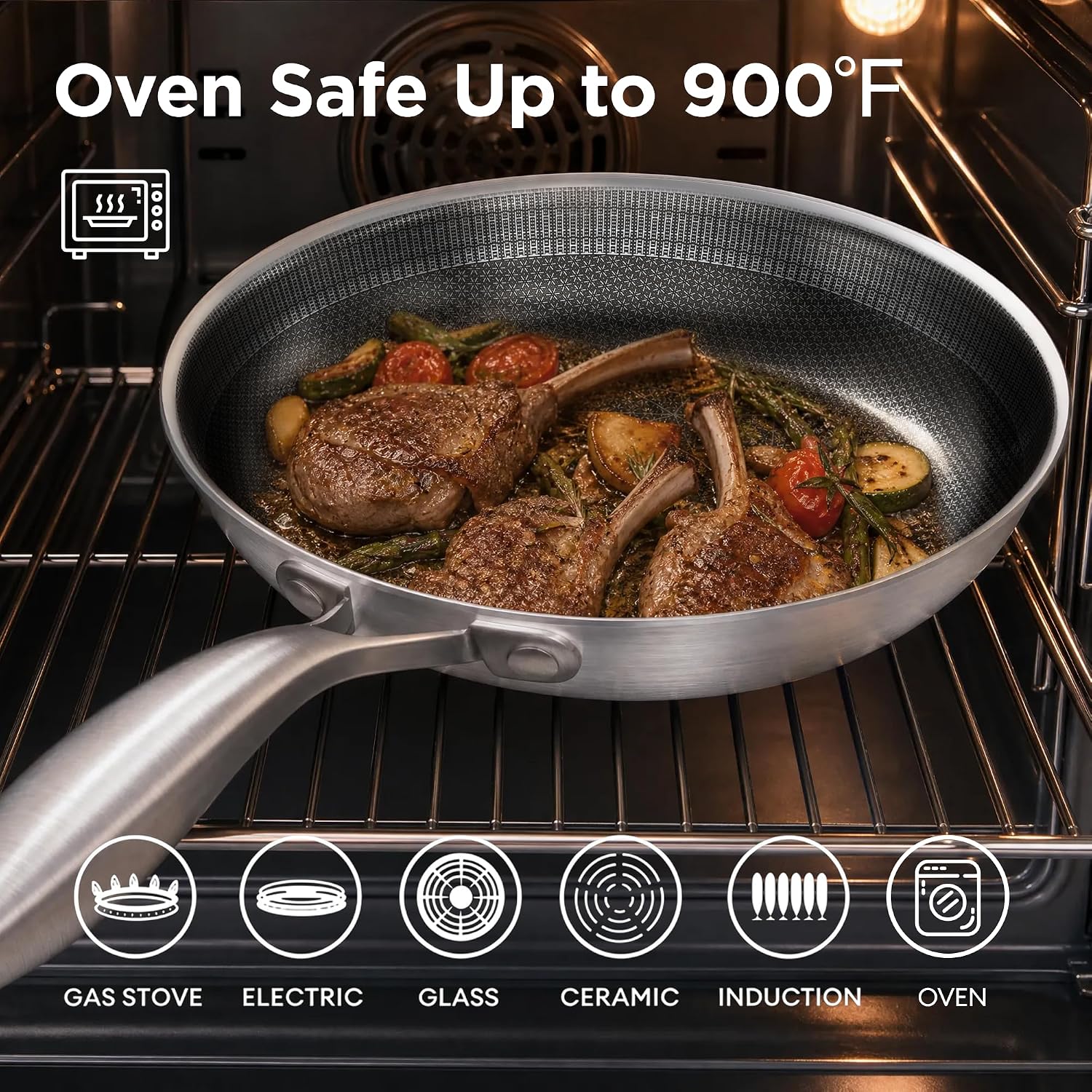 Detalle 2 de COOKER KING 8-Inch Stainless Steel Pan: Hybrid Nonstick Frying Pan for Small Batches