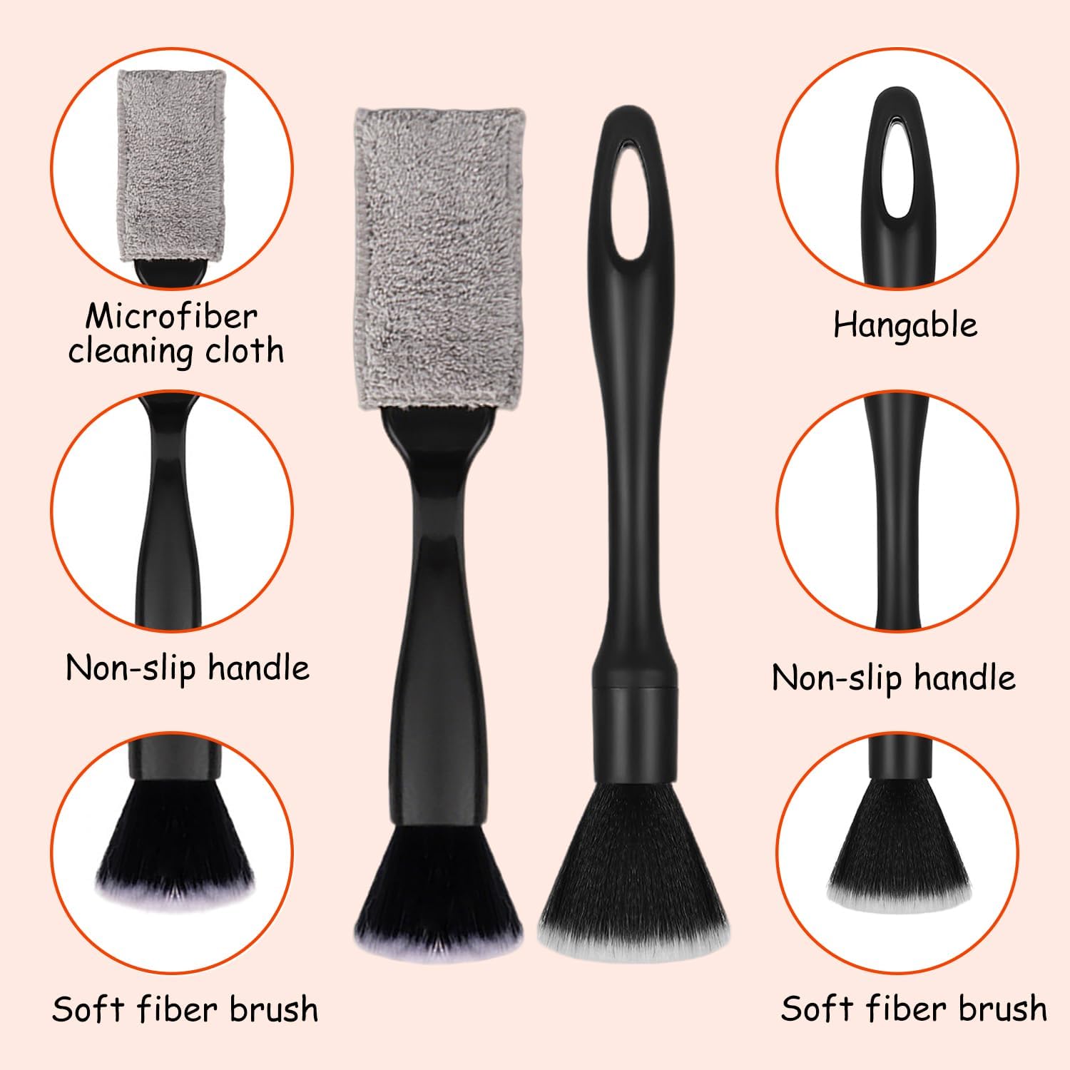 Detalle de xiluuyou 9 Pcs Car Detailing Brush Set: Ultra-Soft Interior & Exterior Cleaning Kit
