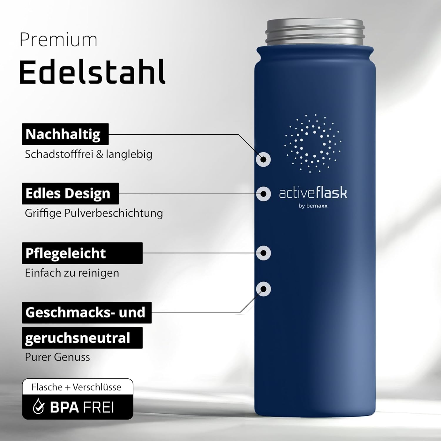 Thumbnail 2 de ACTIVE FLASK Edelstahl Trinkflasche mit Strohhalm – 680 ml, 3 Deckel, BPA-frei