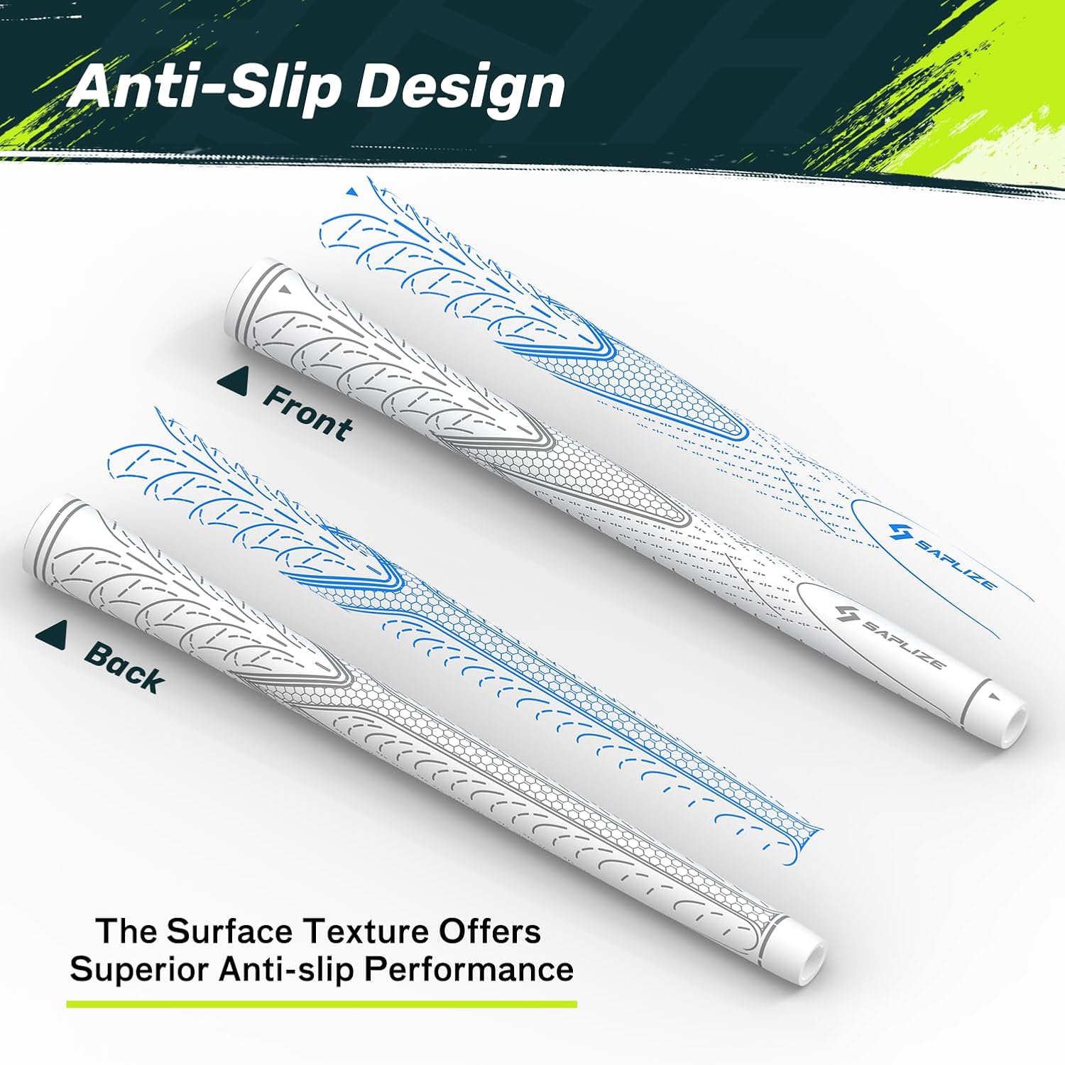 Detalle de SAPLIZE CC01 rubber golf grips (13 grips) – Standard/Midsize/Oversize, anti-slip grip