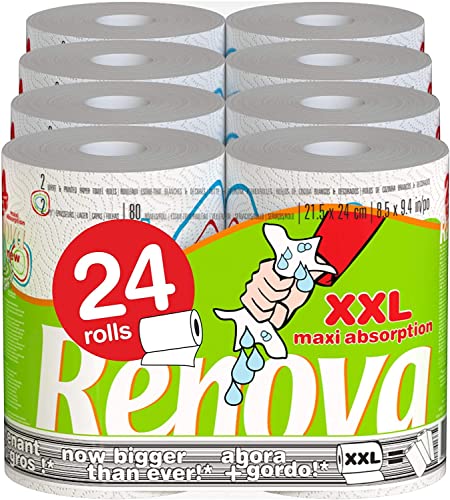 Detalle de Renova Rollo de Cocina Doble Decorado – Pack de 24 rollos (12 x 2) | XXL, Maxiabsorbentes