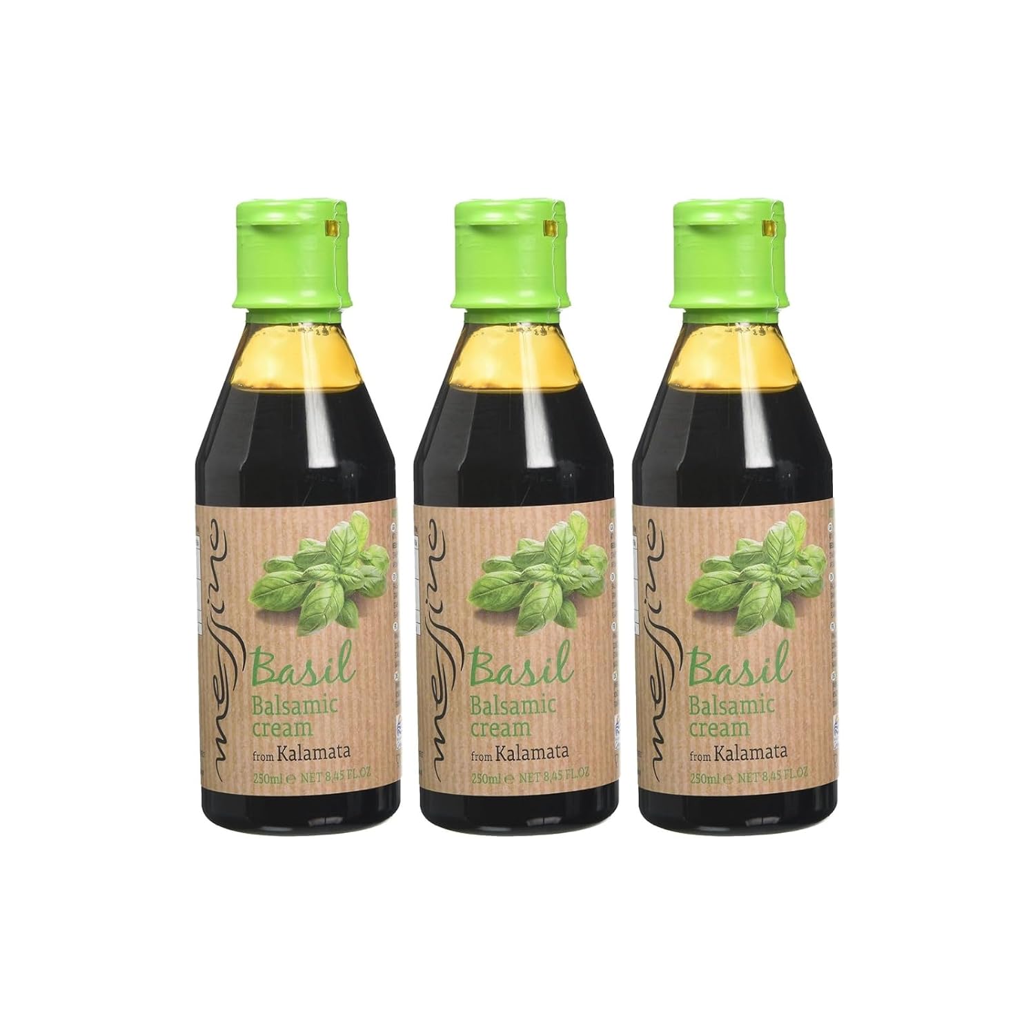 Detalle de Messino Honig Balsamico Crème Glaze (3er Pack) – weißer Balsamico mit griechischem Blütenhonig, zuckerfrei, vegan