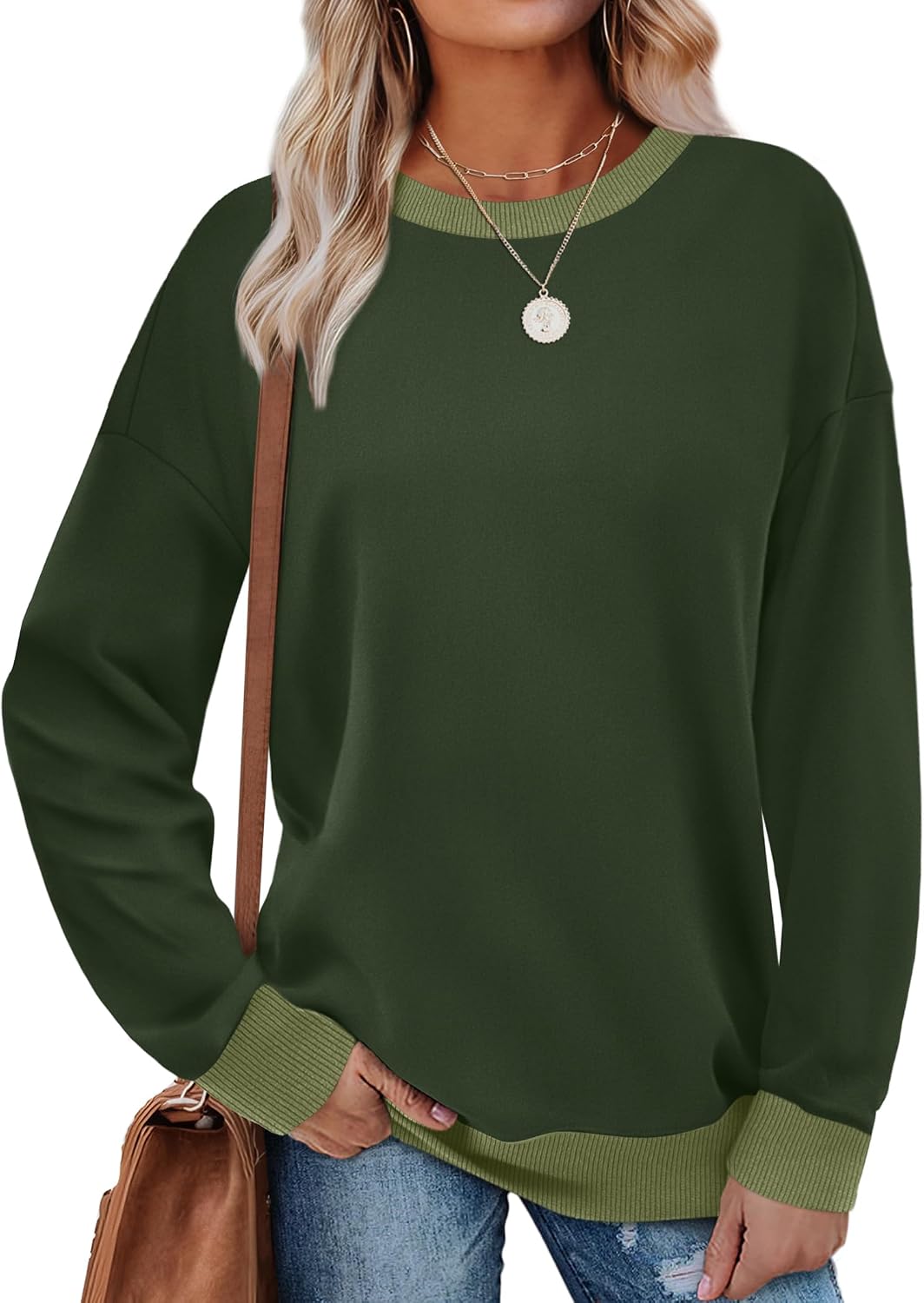Thumbnail 5 de Saloogoe Sweatshirts Crewneck Loose Fit Tops