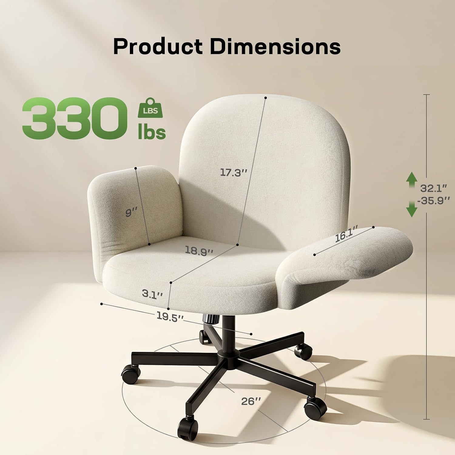 Detalle de Marsail Office Chair, Chenille Fabric