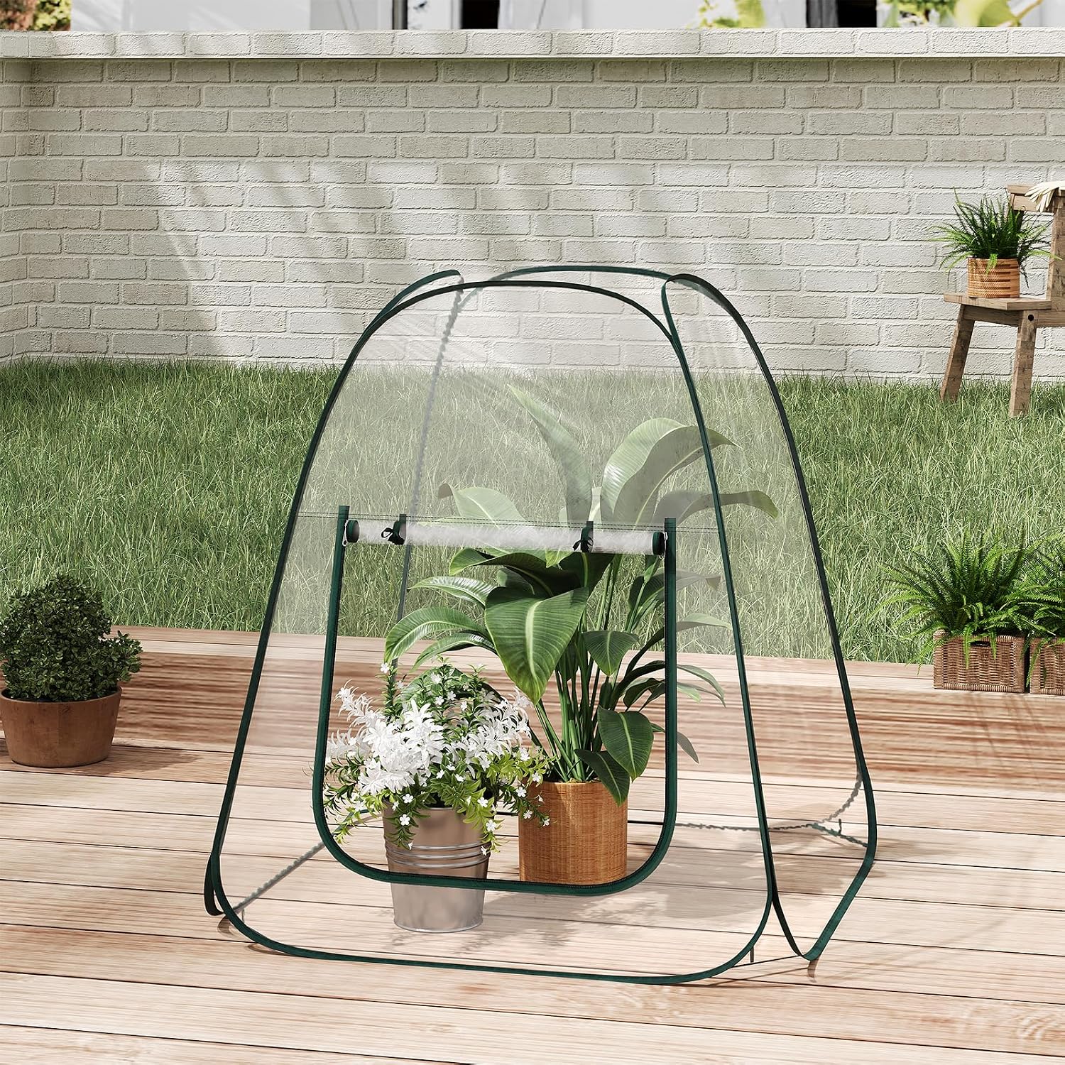 Detalle 2 de WOLTU pop-up-miniväxthus i transparent PVC, 70 x 70 x 80 cm