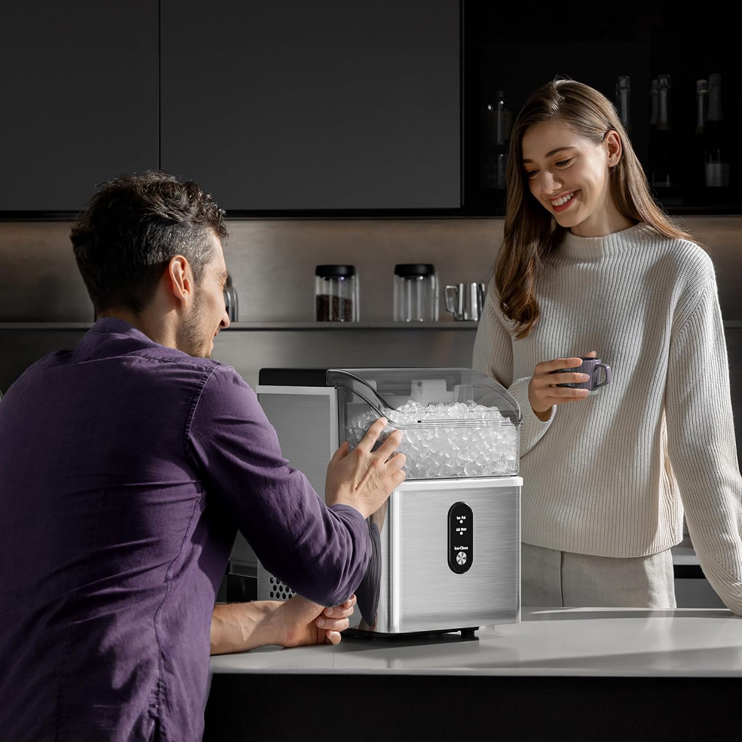 Detalle de Kismile Ice Maker Countertop Nugget Ice Maker, 33 lbs/Day, Self-Cleaning